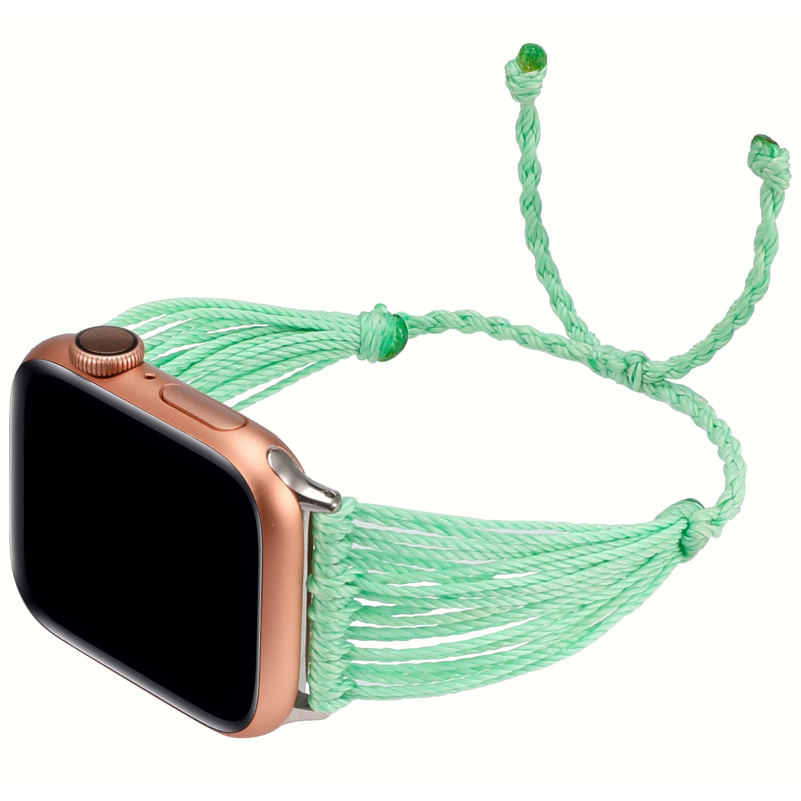 SLICKA Boho Braided Apple Watch Band - Adjustable Handmade Hippie Wrap Strap for iWatch Series 8/7/6/5/4/3/2/1/SE (38mm 40mm 41mm) - Perfect for Women's Beach, Yoga & Festival Fashion Accessories