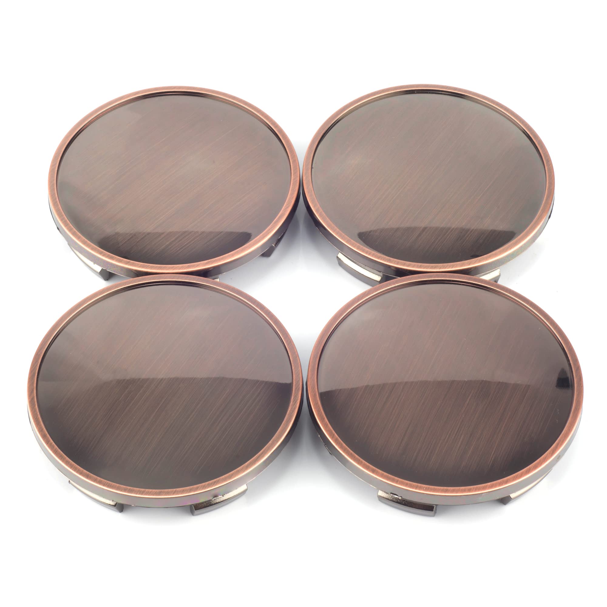 RhinoTuning 4-Piece Wheel Hub Center Caps - Compatible with Spoon Avus 2003, BR3Z-1130-B, TSW & JNC Wheels - 65mm (2.56in) & 59mm (2.32in) Red Copper Base - Perfect for Car Wheel Rim Protection & Custom Styling