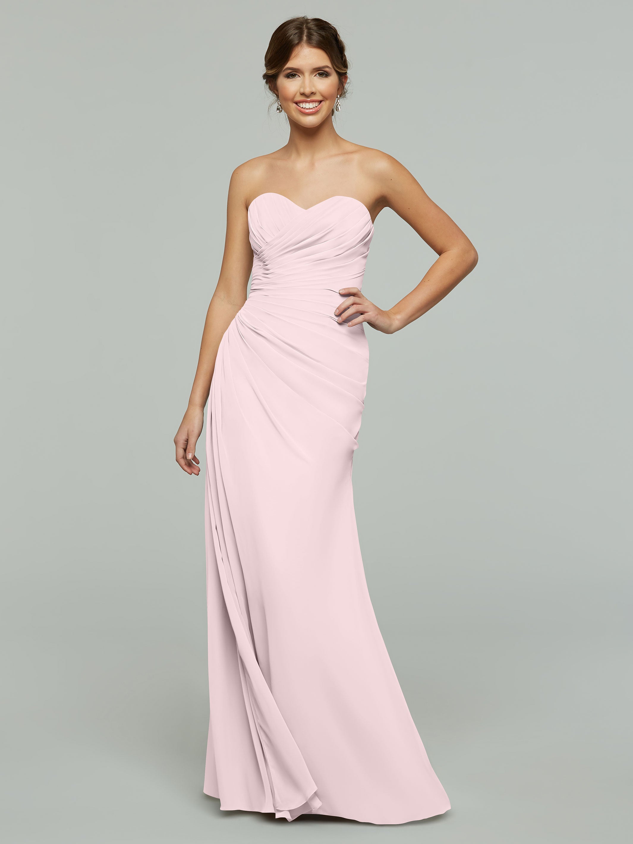 Strapless Sweetheart Chiffon Bridesmaid Dress with Ruching - Elegant Formal Gown for Weddings, Prom & Special Occasions
