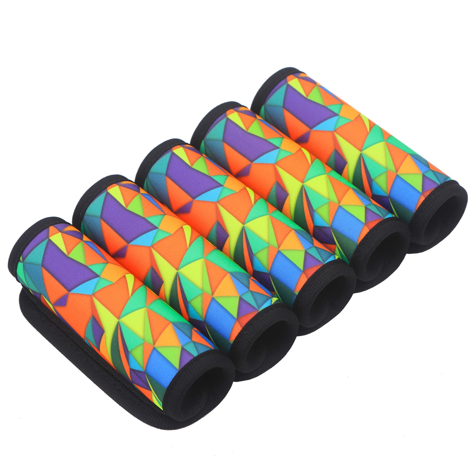 Colorful Neoprene Luggage Handle Wrap - 5 Pack Graffiti Design Suitcase Grip Covers for Easy Identification & Comfort (Ideal for Travel, Airports, Carry-On Bags)