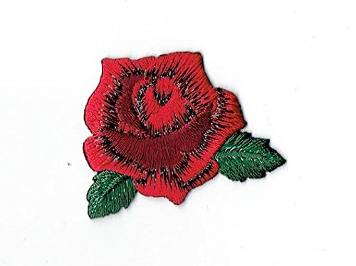 Rose with Open Flower Petals and Leaves Embroidered Iron-On Patch for DIY Clothing, Bags, and Denim Jackets