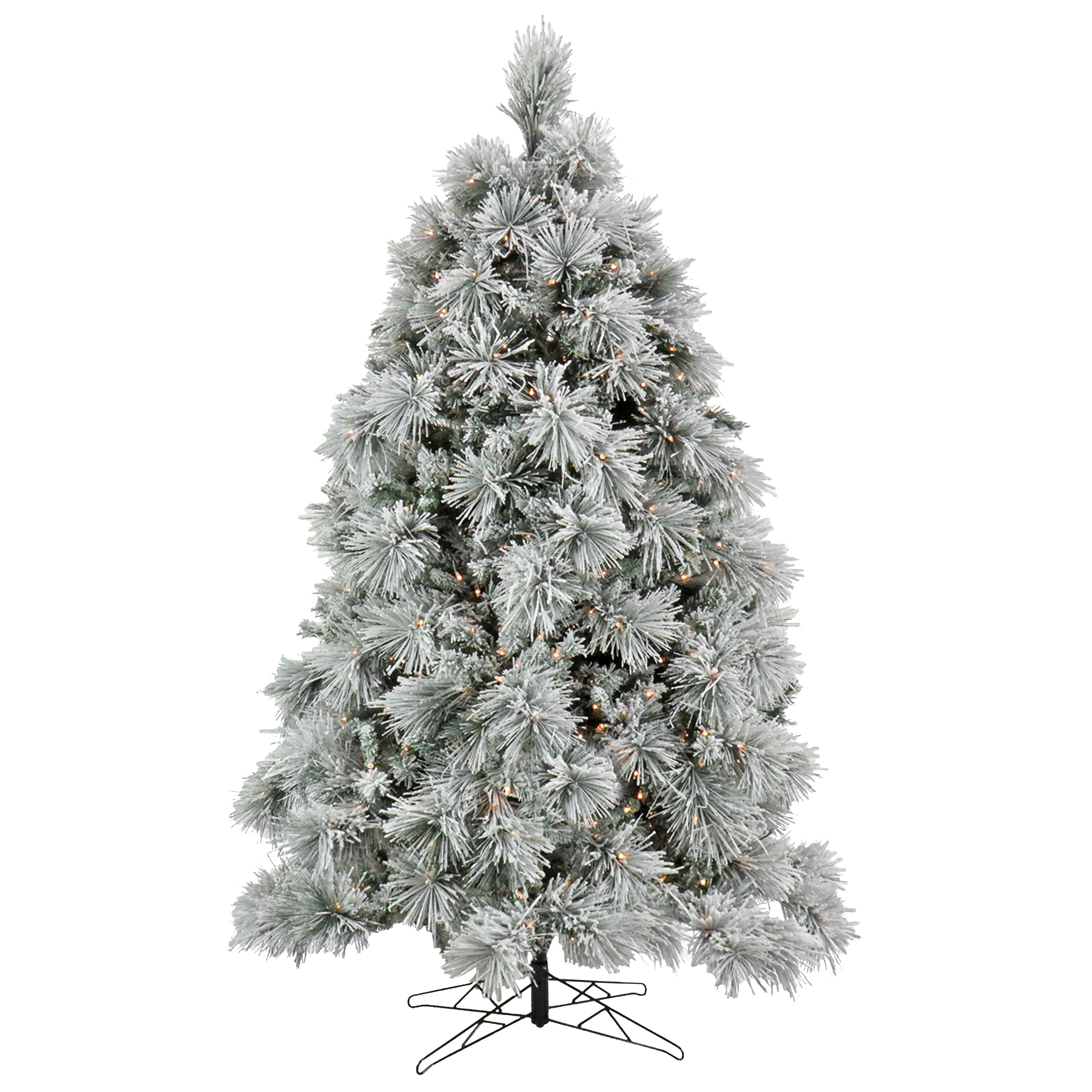 6.5 ft Pre-Lit Flocked Bavarian Pine Christmas Tree - Perfect for Home, Office & Holiday Decorations