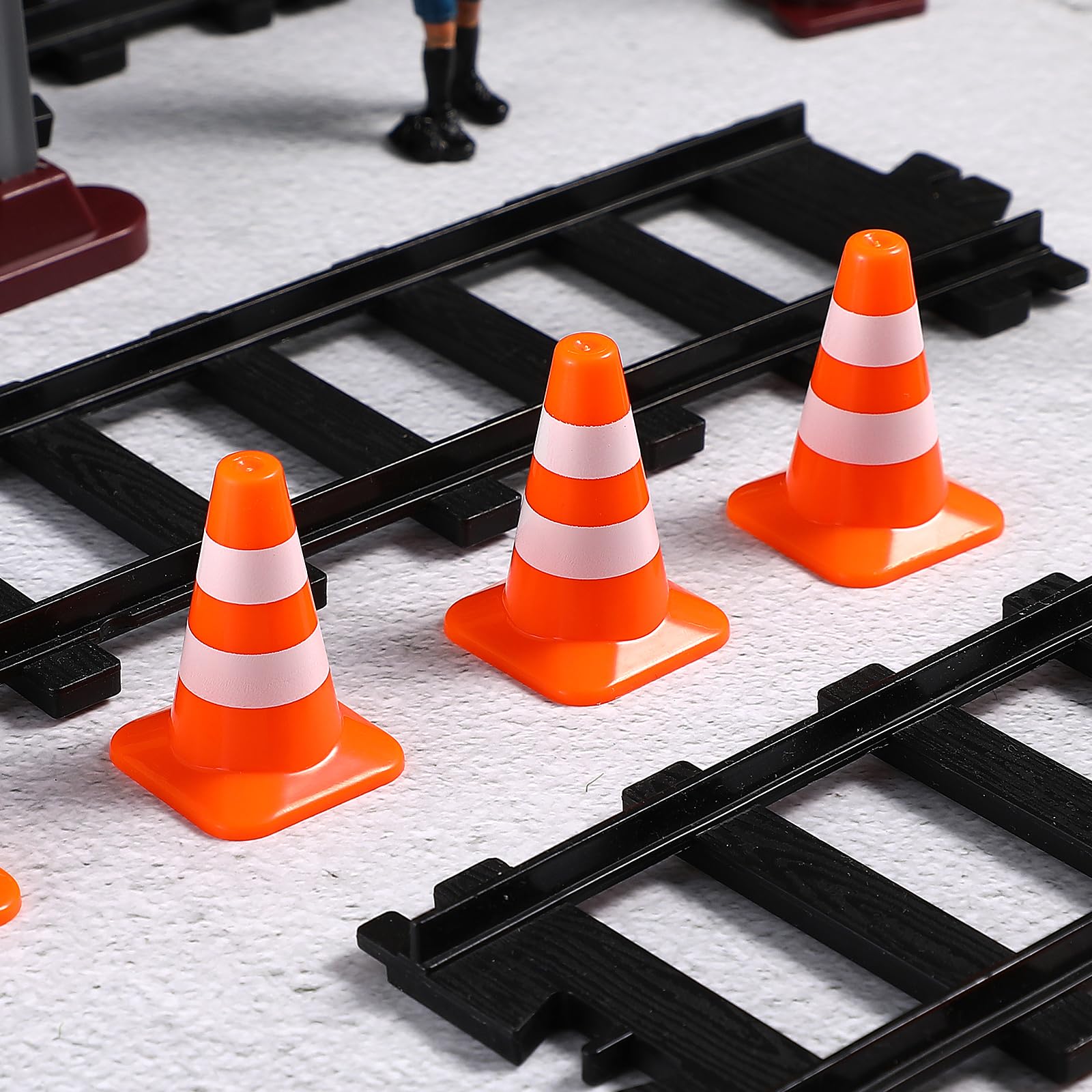 STOBOK 14-Piece Mini Orange Traffic Cones - Durable Plastic Road Construction Toys for Kids, Educational Safety Sign Models & Photo Props | Perfect for Playtime, Classroom Learning, and DIY Roadblock Scenes
