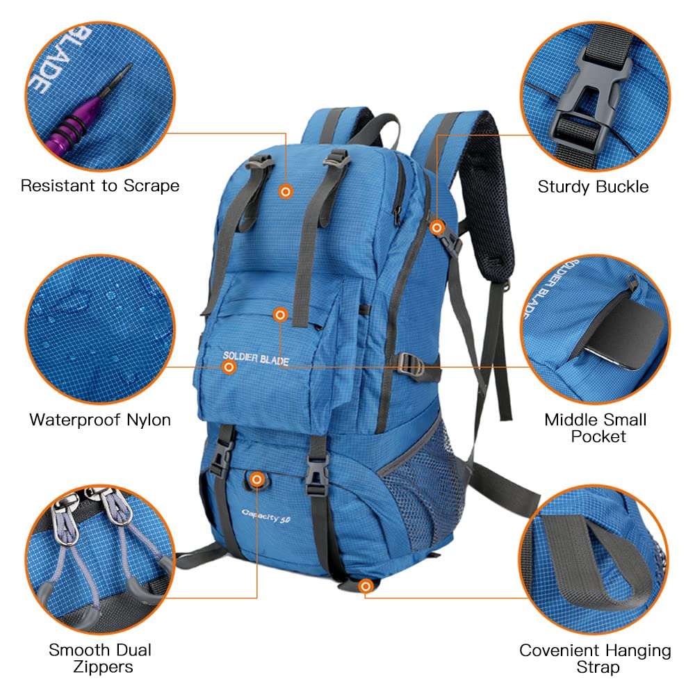 50L Waterproof Mountaineering Backpack - Large Capacity Outdoor Hiking Backpack for Men & Women - Breathable Cycling, Running, Jogging, Travel Daypack - Perfect for Camping, Trekking & Adventure Sports