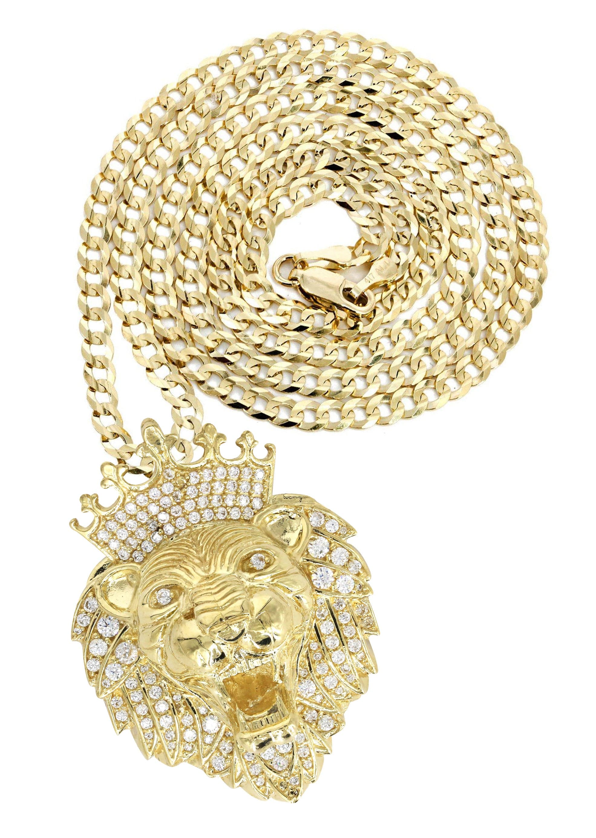 10K Yellow Gold Lion Head Necklace for Men & Women - 35.1 Grams Solid Gold Pendant Chain - Perfect for Gifts, Birthday, Anniversary & Everyday Wear