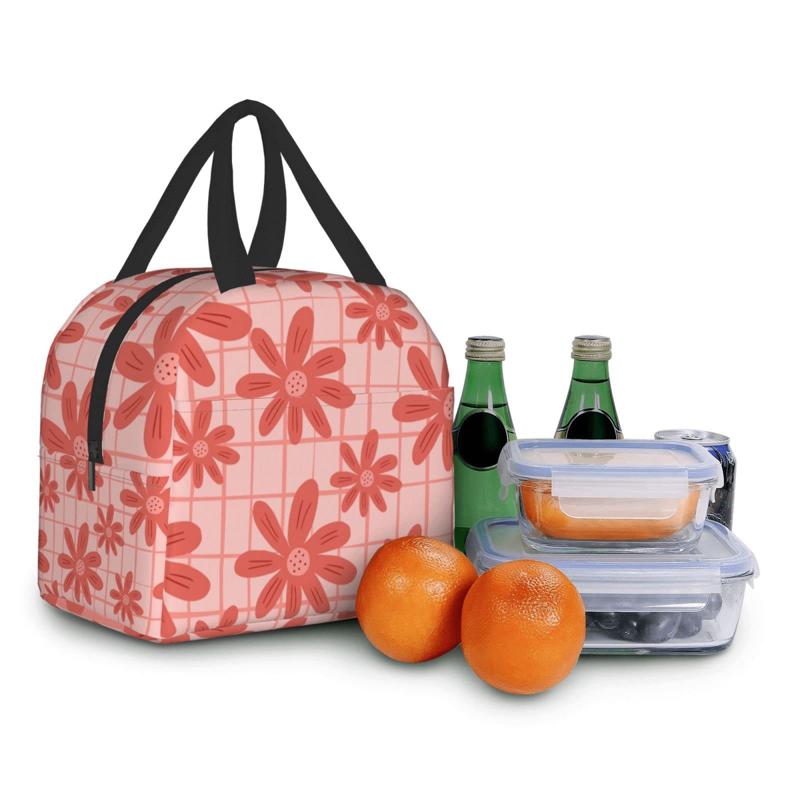 Eco-Friendly Pink Floral Insulated Lunch Box - Reusable Lunch Bag for Work, Travel, Picnic & Shopping - BPA-Free Food Container for Women & Men - Perfect for Office, School & Outdoor Activities