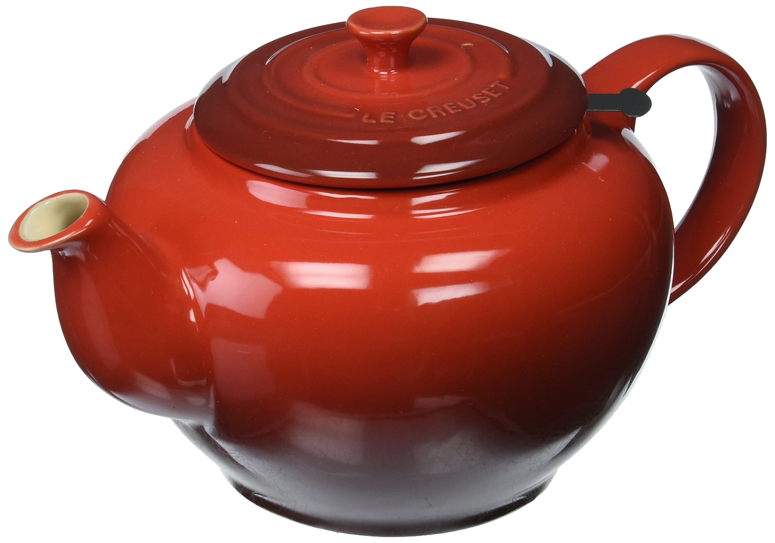 Le Creuset 48 oz Stoneware Teapot with Removable Stainless Steel Infuser - Cherry Red for Loose Leaf Tea | Perfect for Tea Lovers, Afternoon Tea Parties & Cozy Home Brewing