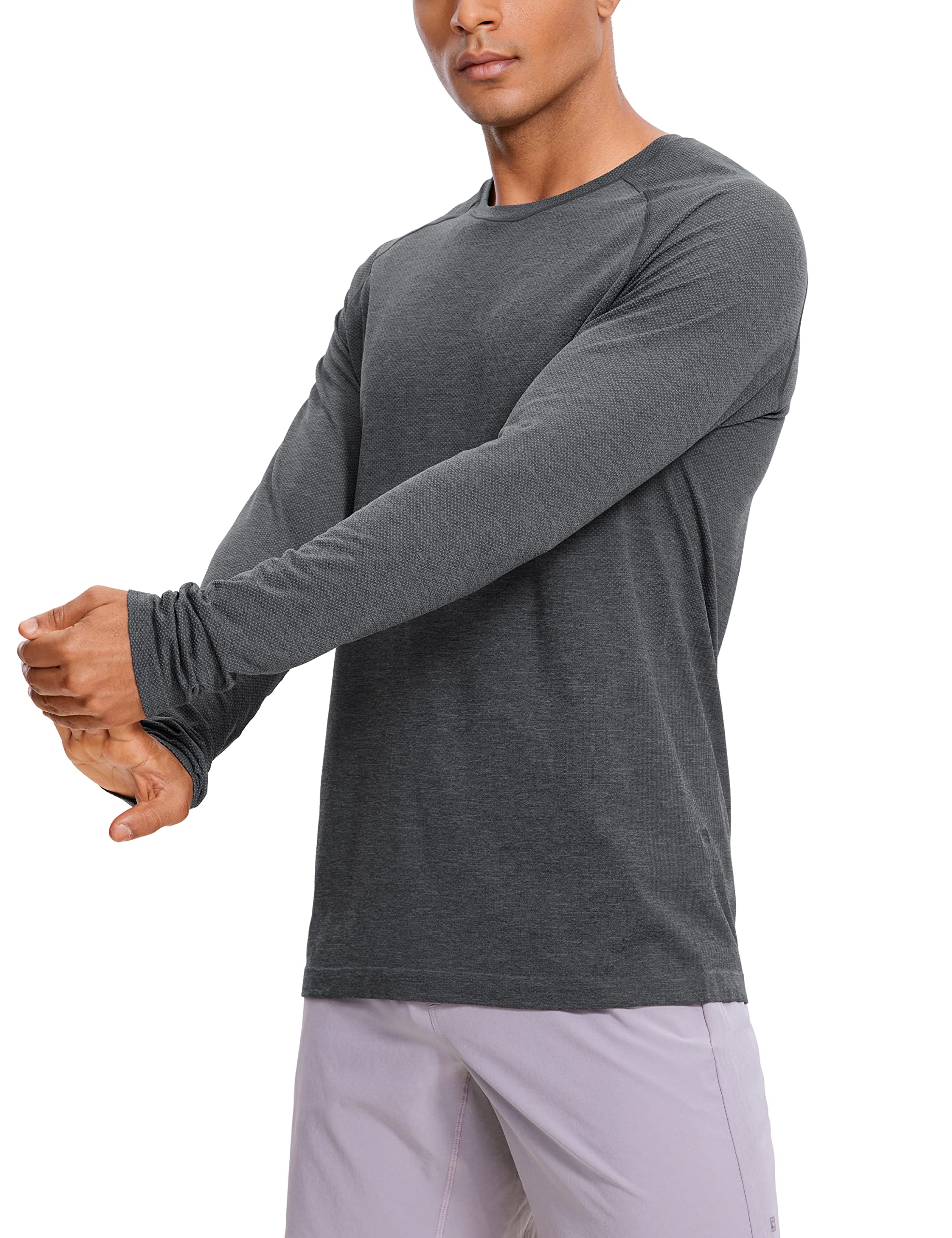 CRZ YOGA Men's Seamless Long Sleeve Workout Shirt - Moisture Wicking, Breathable Athletic Tee for Running, Gym & Training | Comfortable Performance Top for Yoga, Fitness & Active Lifestyle