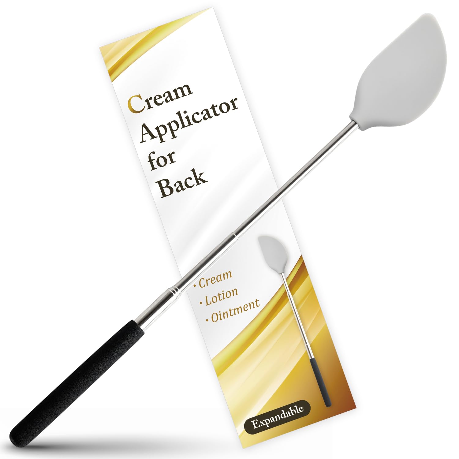 Telescopic Back Cream Applicator - Easy to Clean Lotion Applicator for Sunscreen, Ointments & Body Creams - Perfect for Hard-to-Reach Areas & Self-Massage