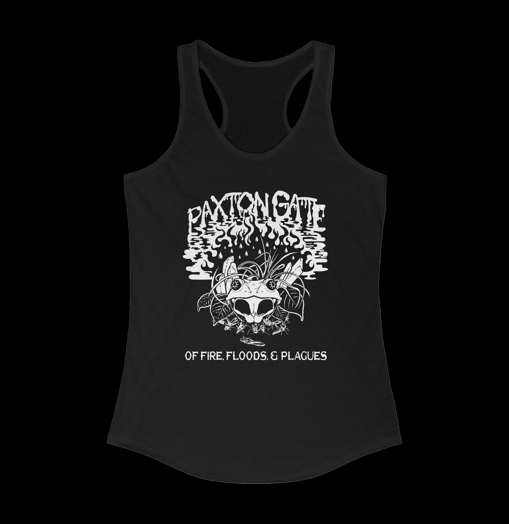 Women's Racerback Tank - 'Of Floods, Fires & Plagues' Graphic Design by Megan Lees | Comfortable & Stylish Workout Top for Yoga, Gym & Casual Wear
