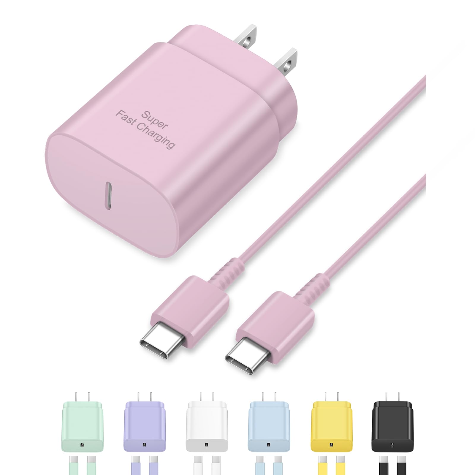 25W USB C Fast Charger with 6ft USB C to C Cable - Super Fast Wall Charger for Samsung Galaxy S24 S23 S22 S21 S20 Ultra S10 S9 & Note 20 10 9 - PD Charging Block for Home, Office & Travel