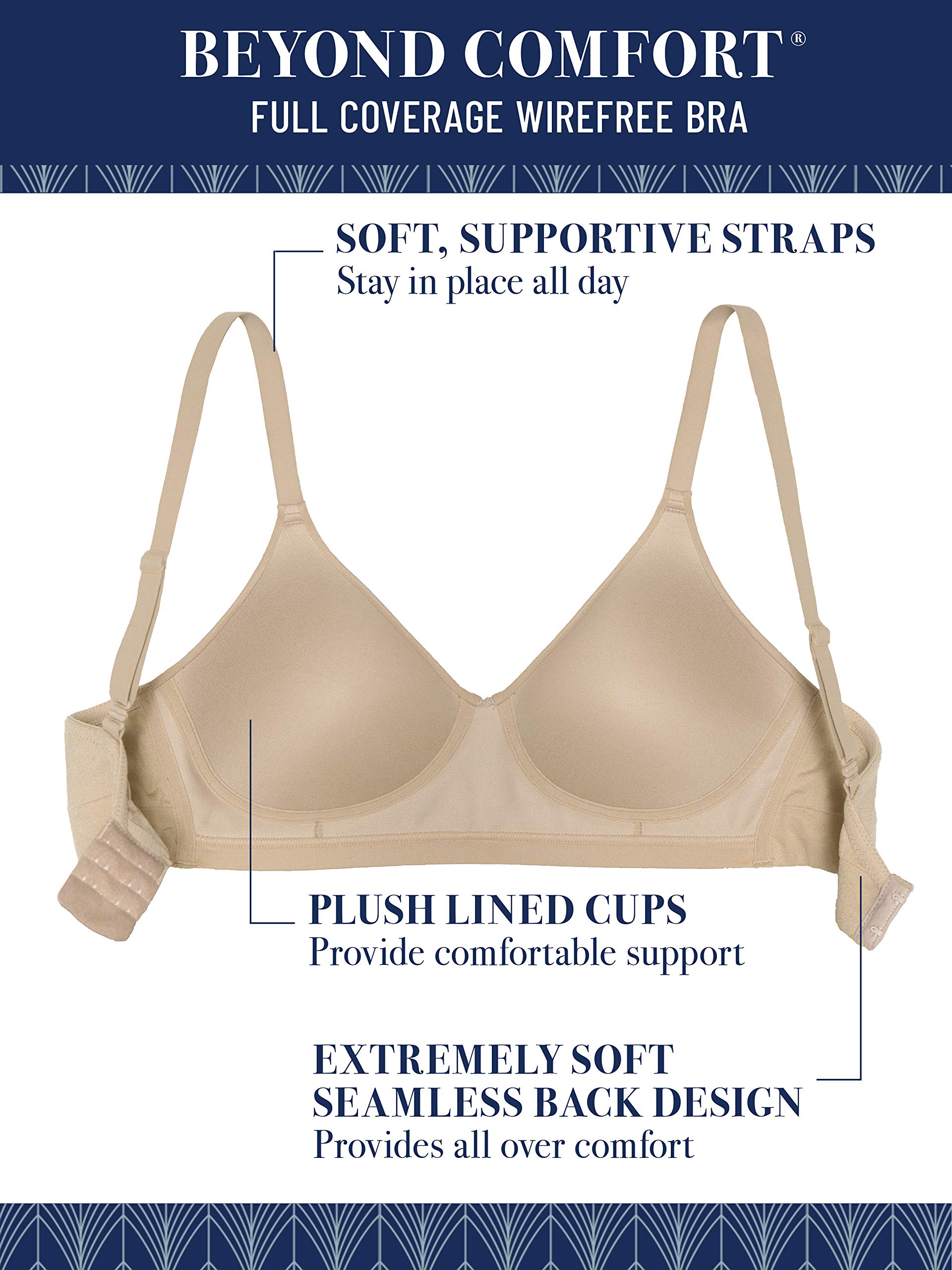 Vanity Fair Women's Beyond Comfort Full Figure Wireless Bra - Plus Size Support for All-Day Wear - Perfect for Work, Yoga & Lounge