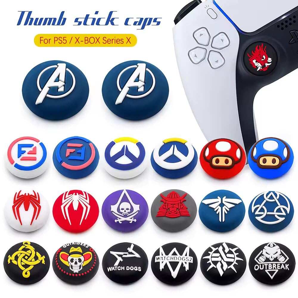 3D Analog Stick Joystick Thumb Grip Cover Set of 4 - Compatible with PS5, PS4, Xbox One, Xbox Series X/S & Nintendo Switch Pro Controller - Ergonomic Non-Slip Design for Enhanced Gaming Performance - Perfect for FPS, Racing & Action Games