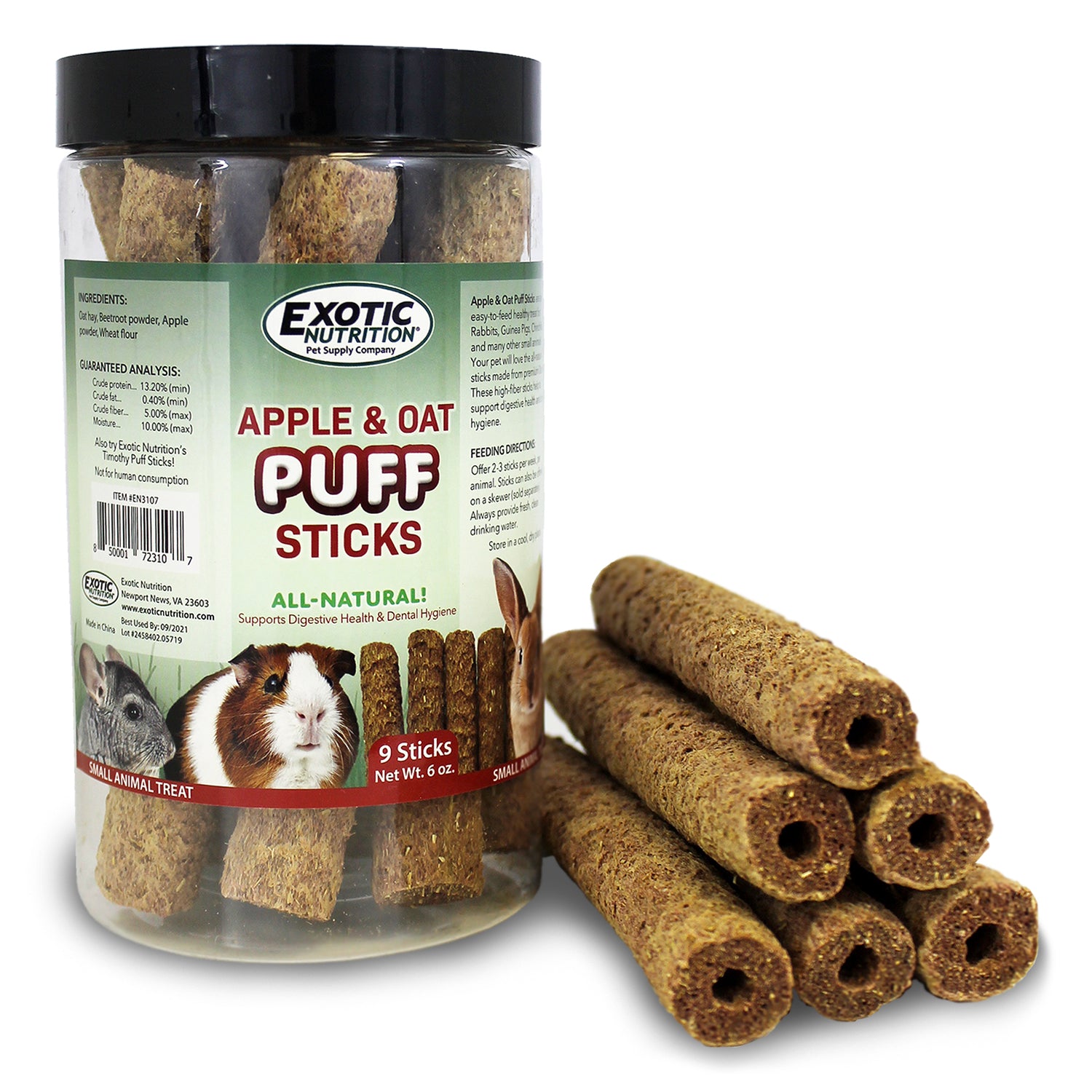 Organic Apple & Oat Puff Sticks for Babies - Healthy Snack for Toddlers 6-12 Months - Gluten-Free Teething Biscuits - Perfect for On-the-Go, Daycare & Travel Snacking