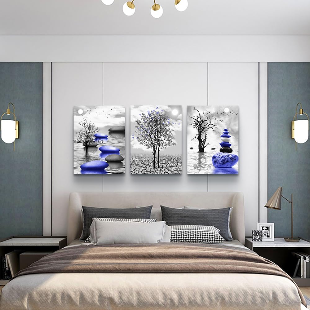 Modern Abstract Canvas Wall Art Set - 3 Piece Black & White Framed Prints for Living Room, Bedroom, Office Decor | Home Wall Decorations & Interior Design Accents