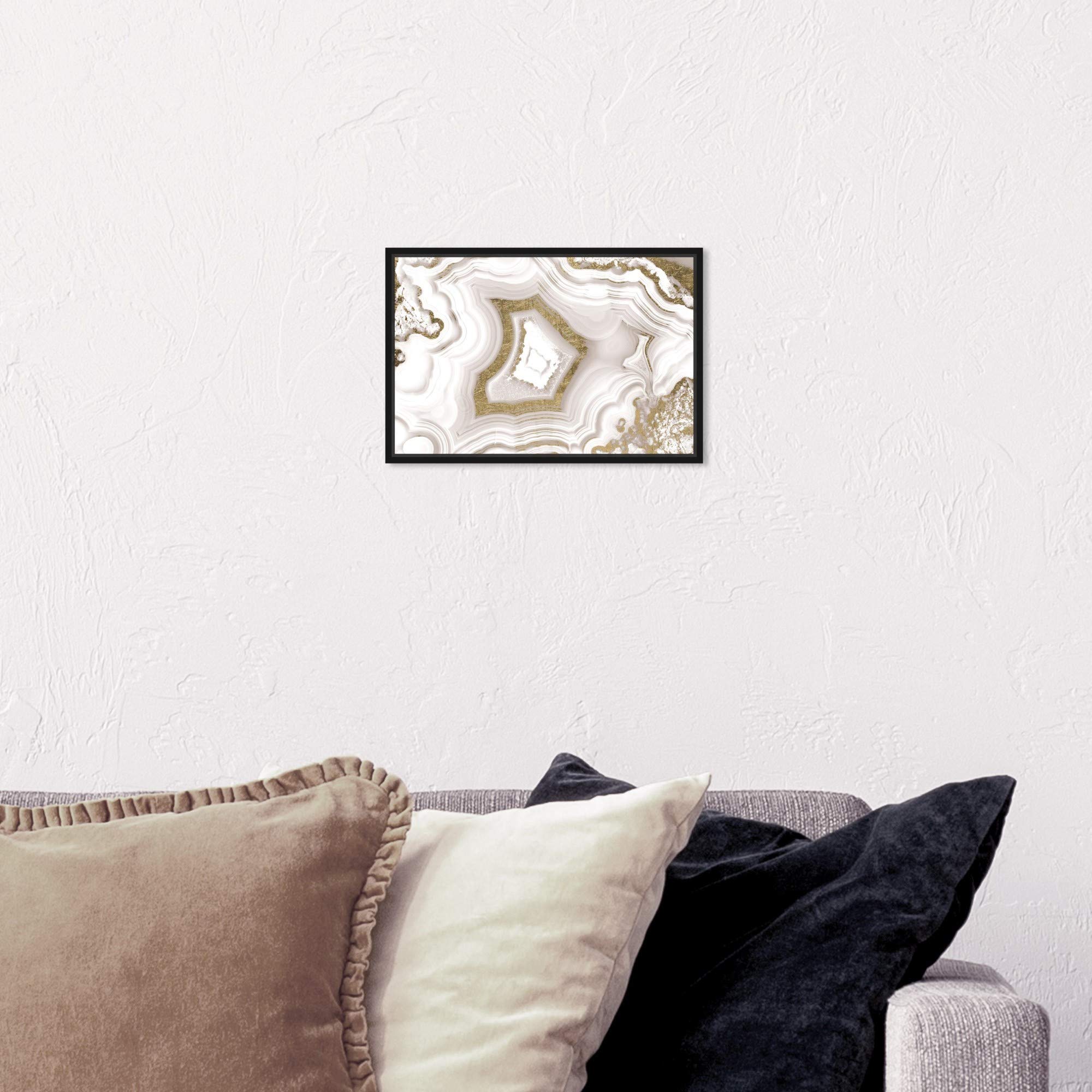 Oliver Gal Abstract Framed Wall Art 'AdoreGeo Luxe' Crystal Canvas Print - 10x15 Inches Gold & White Home Decor for Living Room, Bedroom & Office
