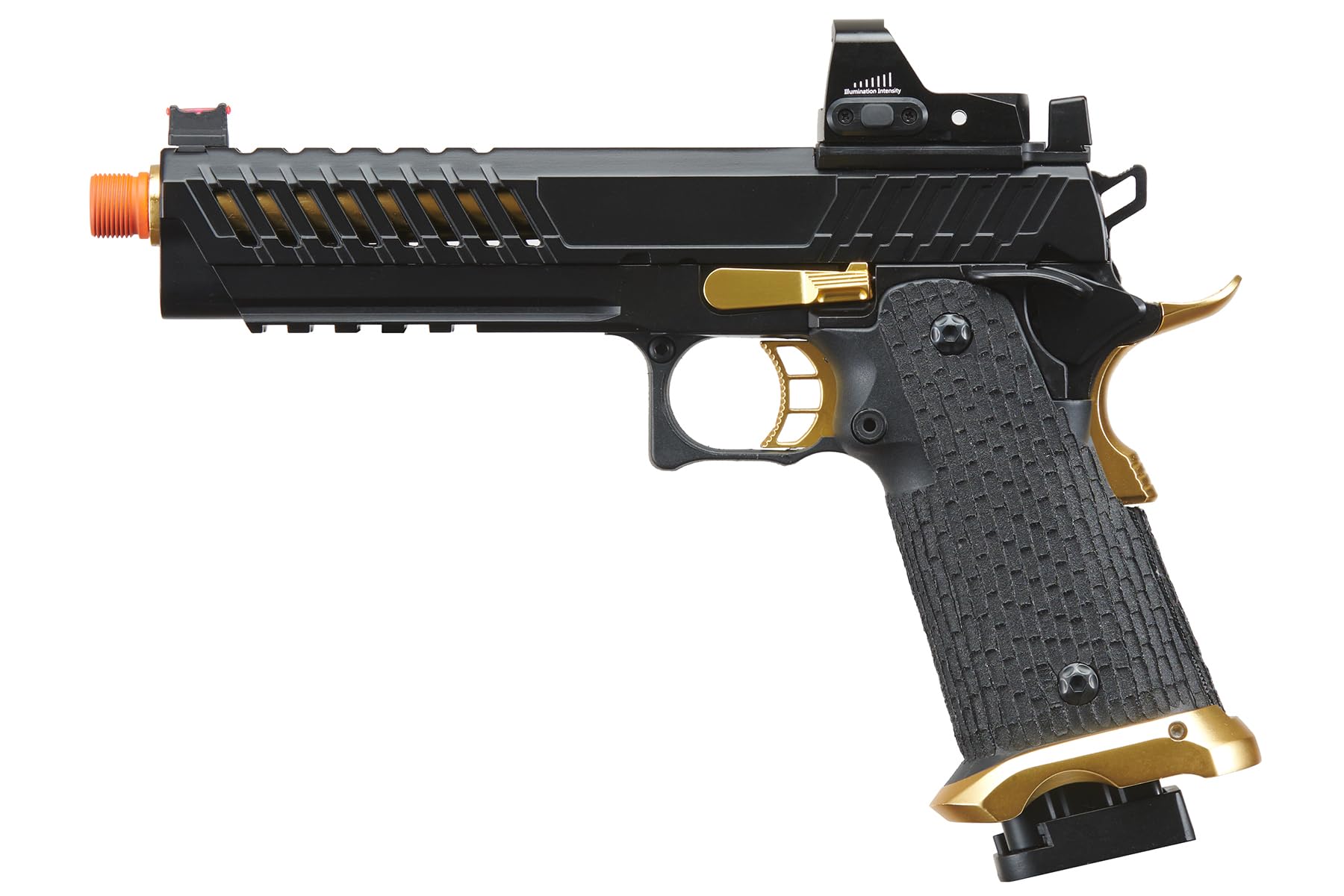 Lancer Tactical Knightshade Hi-Capa Gas Blowback Airsoft Pistol with Micro Red Dot Sight - Realistic Training & Competitive Airsoft Matches
