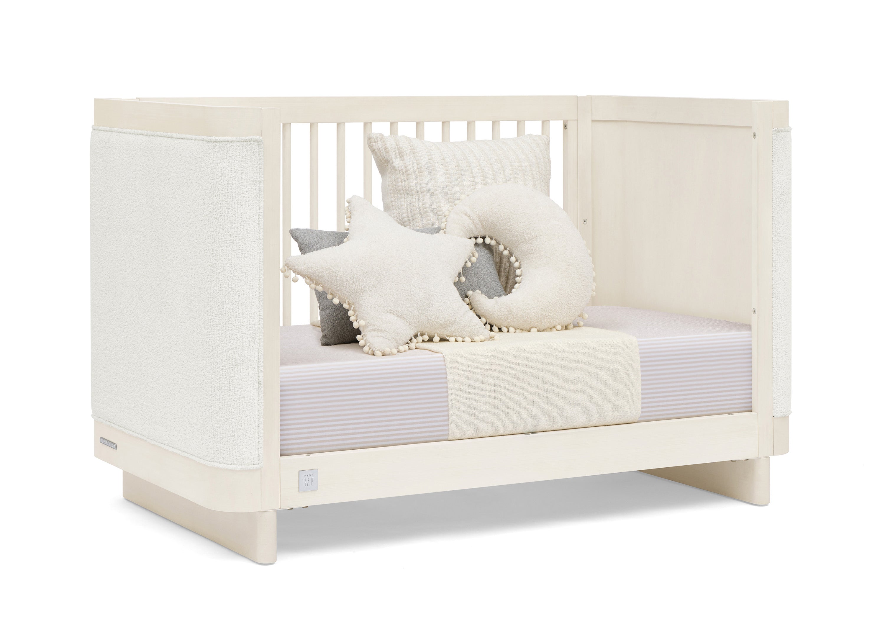 Callie 4-in-1 Convertible Upholstered Baby Crib with Toddler Bed Conversion - Modern Nursery Furniture for Newborns to Kids | Perfect for Small Spaces & Shared Rooms