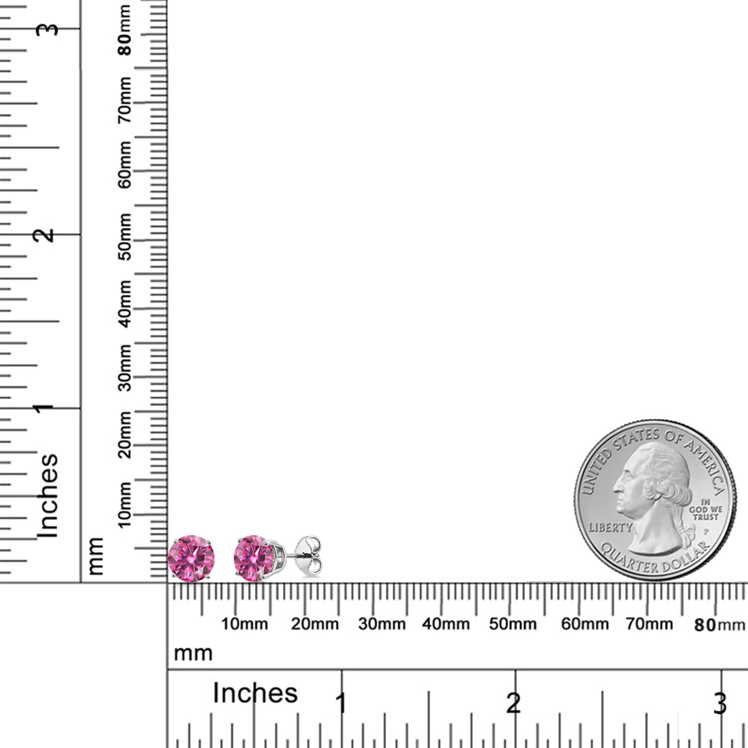 925 Sterling Silver Pink Moissanite Stud Earrings for Women & Men - 2.00 Cttw, Round 6.5mm Hypoallergenic Earrings - Perfect for Everyday Wear, Gift Giving & Special Occasions