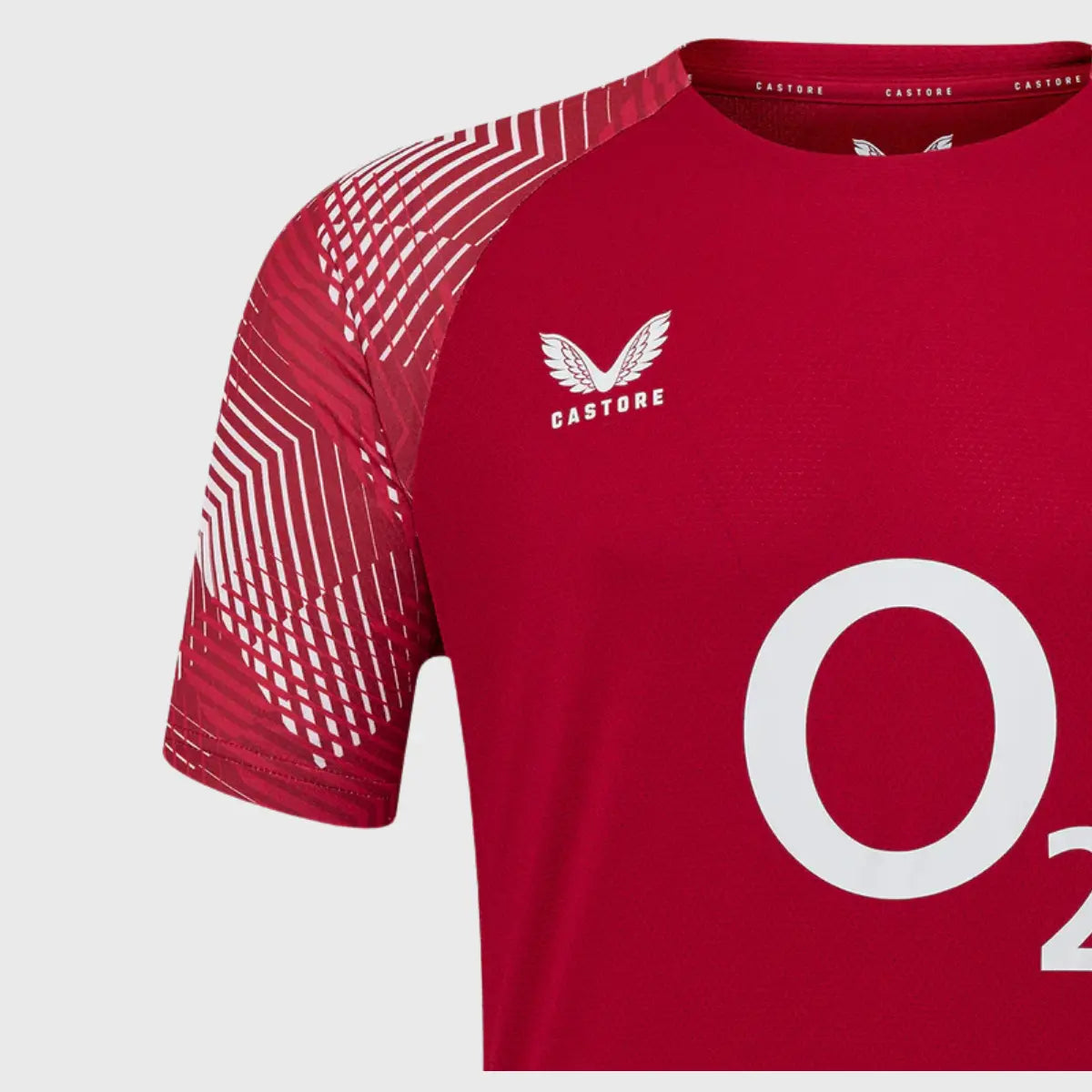 Castore England Rugby Men's Pre Match Tee - Jester Red Performance Shirt for Rugby Training & Game Day Warmups