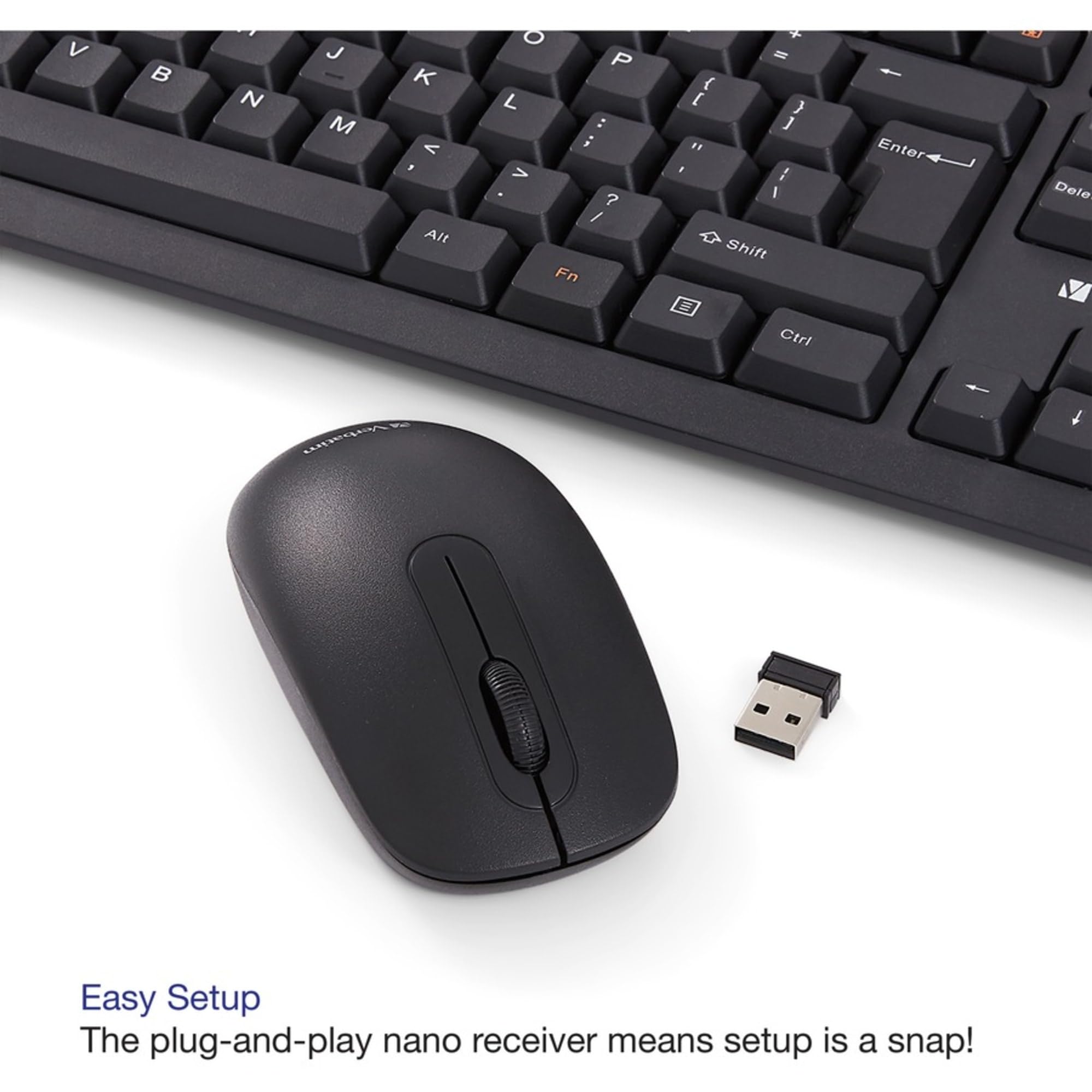 Verbatim Wireless Keyboard and Mouse Combo - 2.4GHz USB Receiver, Ergonomic Design for Comfort Typing - Perfect for Home Office, Gaming & PC Workstations