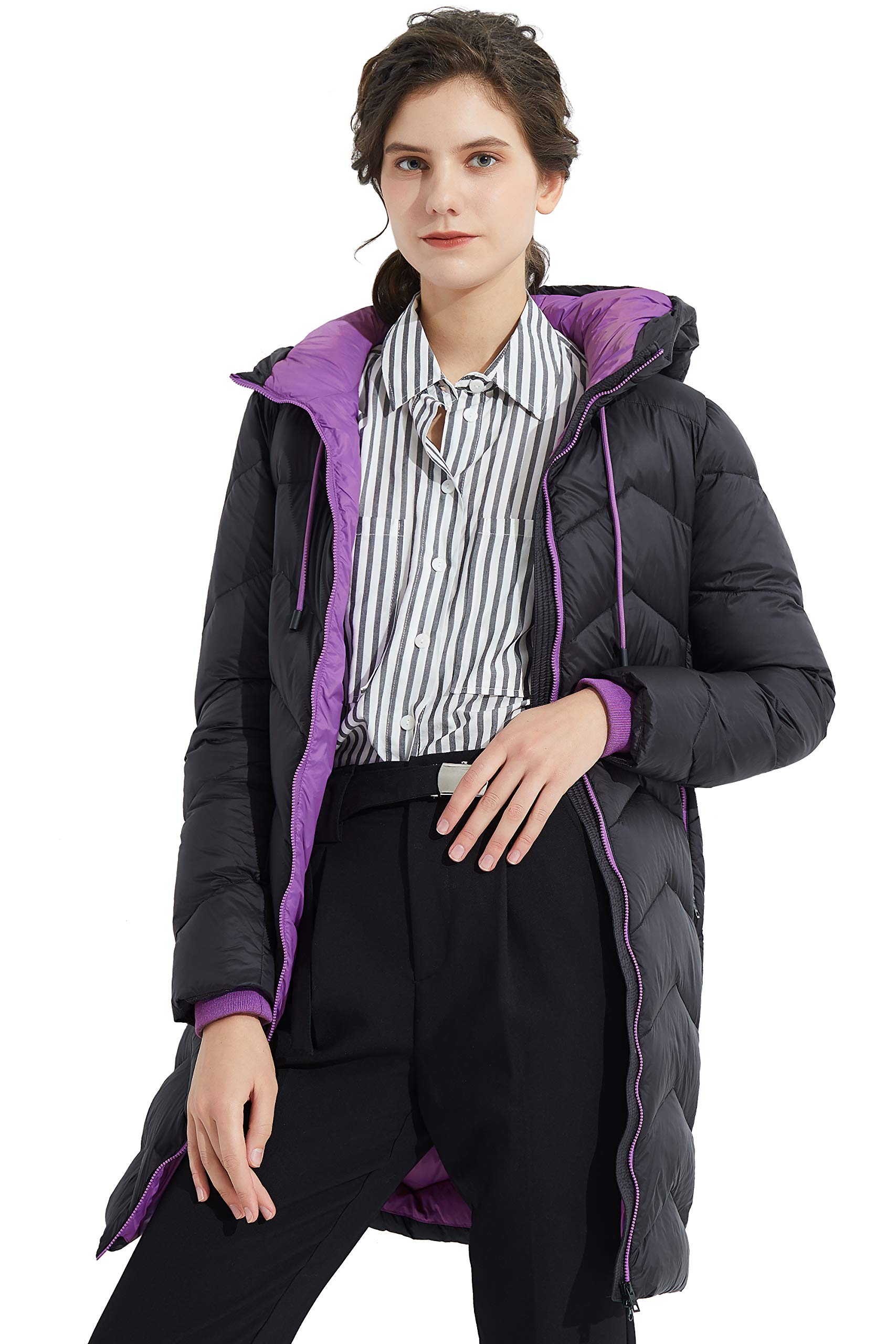 Orolay Women's Hooded Down Jacket - Long Winter Coat with Asymmetric Design, Warm Puffer Jacket for Cold Weather | Perfect for Outdoor Activities, Travel & Daily Winter Wear