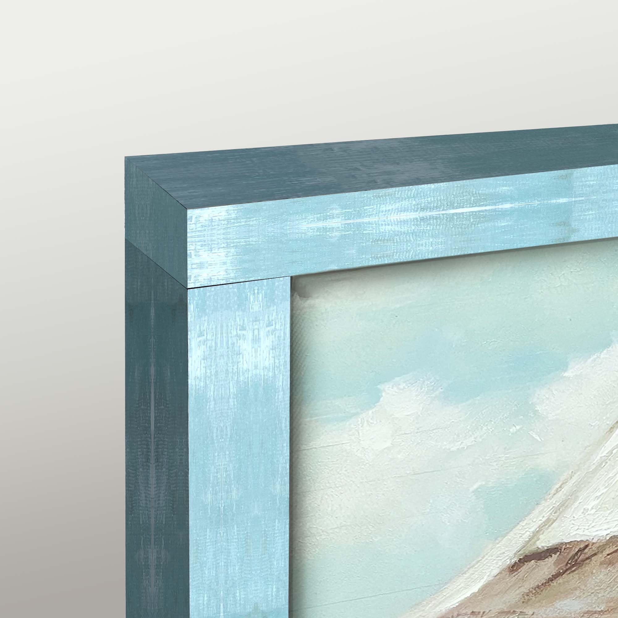 Rustic Coastal Framed Wall Art - Abstract Beach Chair Ocean Painting Print, Calming Seascape Wooden Artwork Decor for Living Room, Bedroom & Beach House | Coastal Home Decor & Wall Hanging Picture