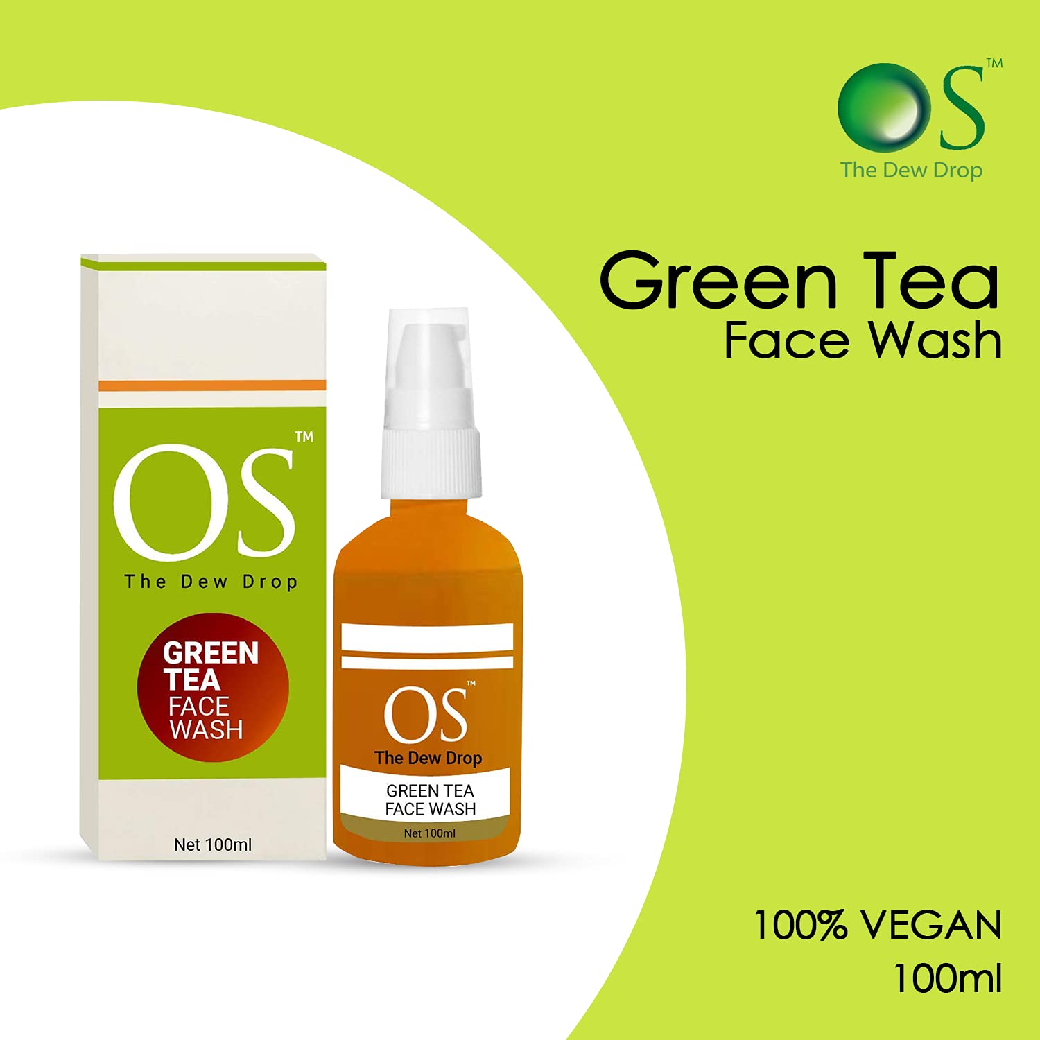 OS Le Bonheur Green Tea Face Wash - Gentle & Skin-Friendly Formula to Improve Skin Texture, 100ml | Perfect for Daily Cleansing & Acne-Prone Skin
