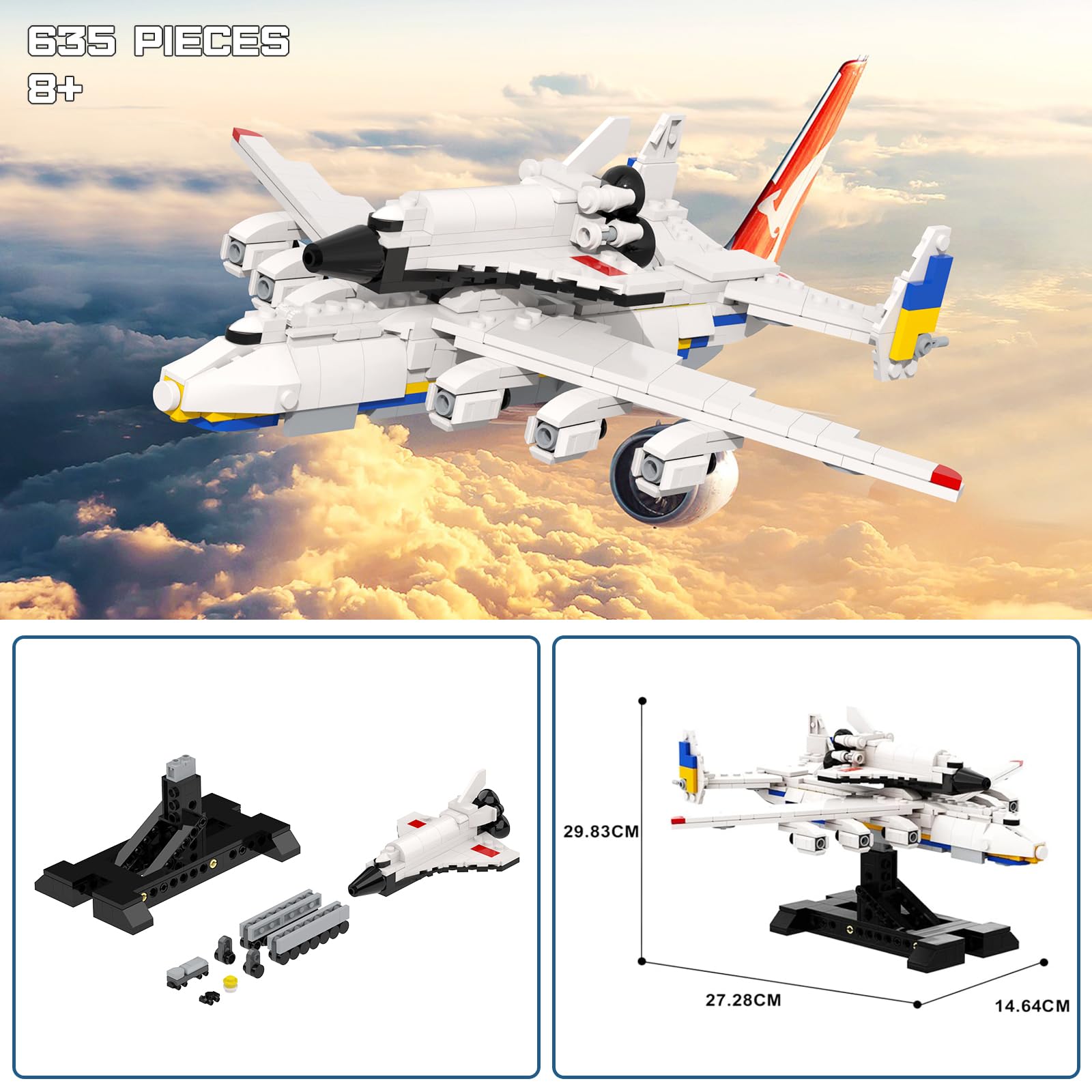 635-Piece Antonov An-225 Mriya Building Block Set - Military Aircraft Model Construction Kit - Educational STEM Toy for Adults & Kids - Perfect for Collectors, Aviation Enthusiasts & Classroom Learning