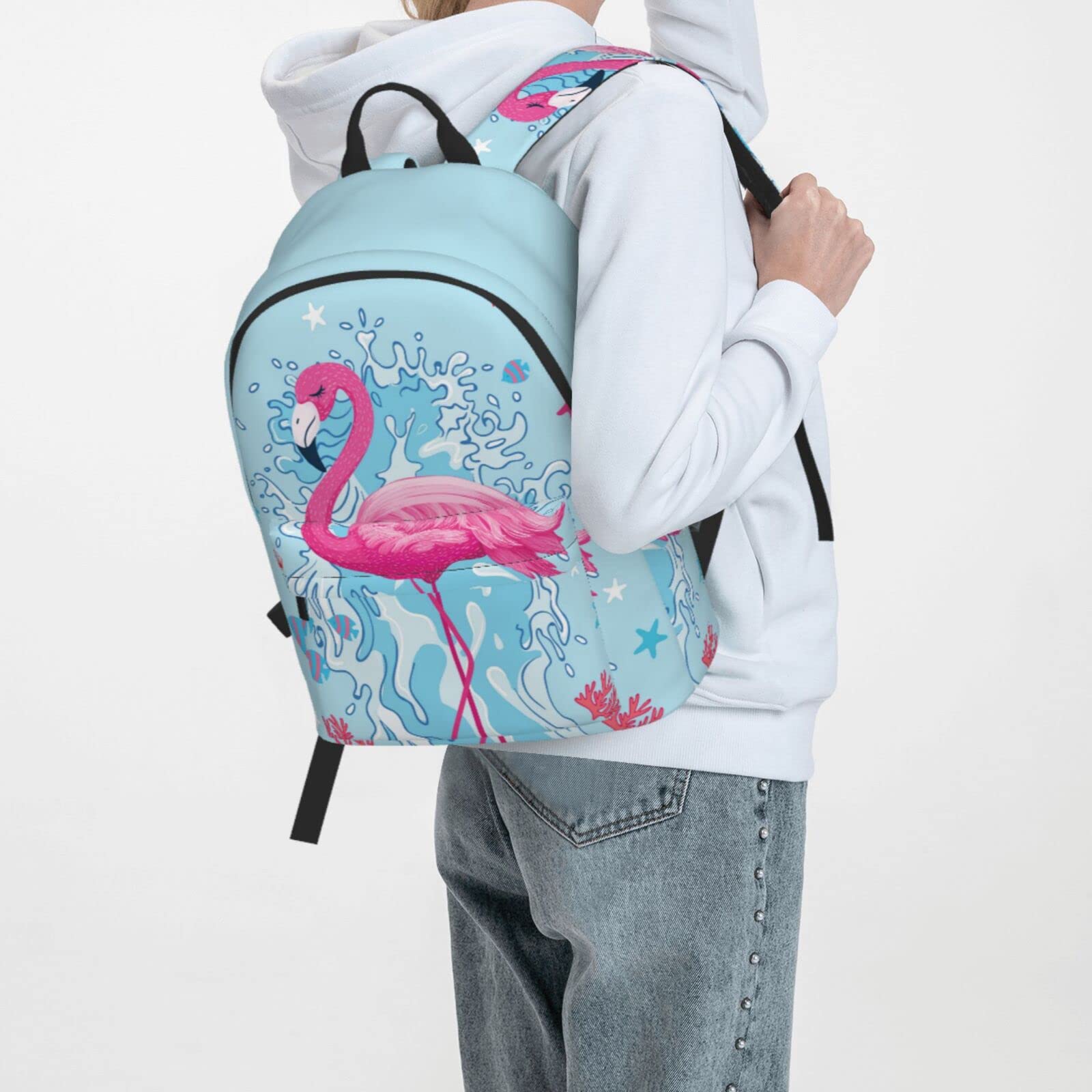 Delerain 16 Inch Flamingo Print Laptop Backpack - Waterproof School Bookbag, Travel Daypack & Work Bag for Women & Men | Perfect for College, Commuting & Weekend Getaways