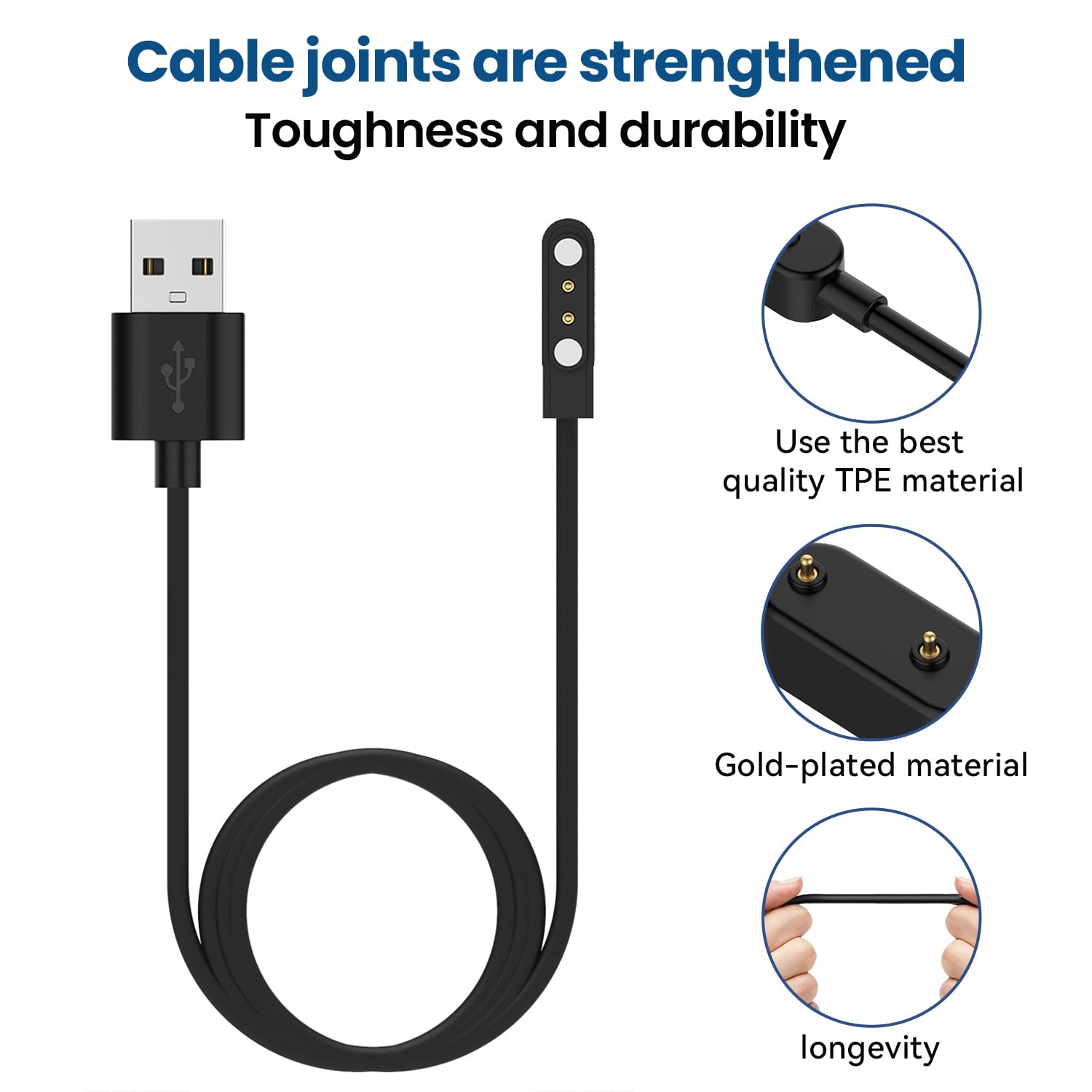 Original: Compatible for Butele Kids Smart Watch Charger, Magnetic Charger Charging Cable for Butele H69 H39plus Smart Watches (Black&Black)   Optimized: Butele Kids Smart Watch Charger - Magnetic Charging Cable Compatible with H69 & H39plus Models (Black) - Perfect for School, Travel & Daily Use