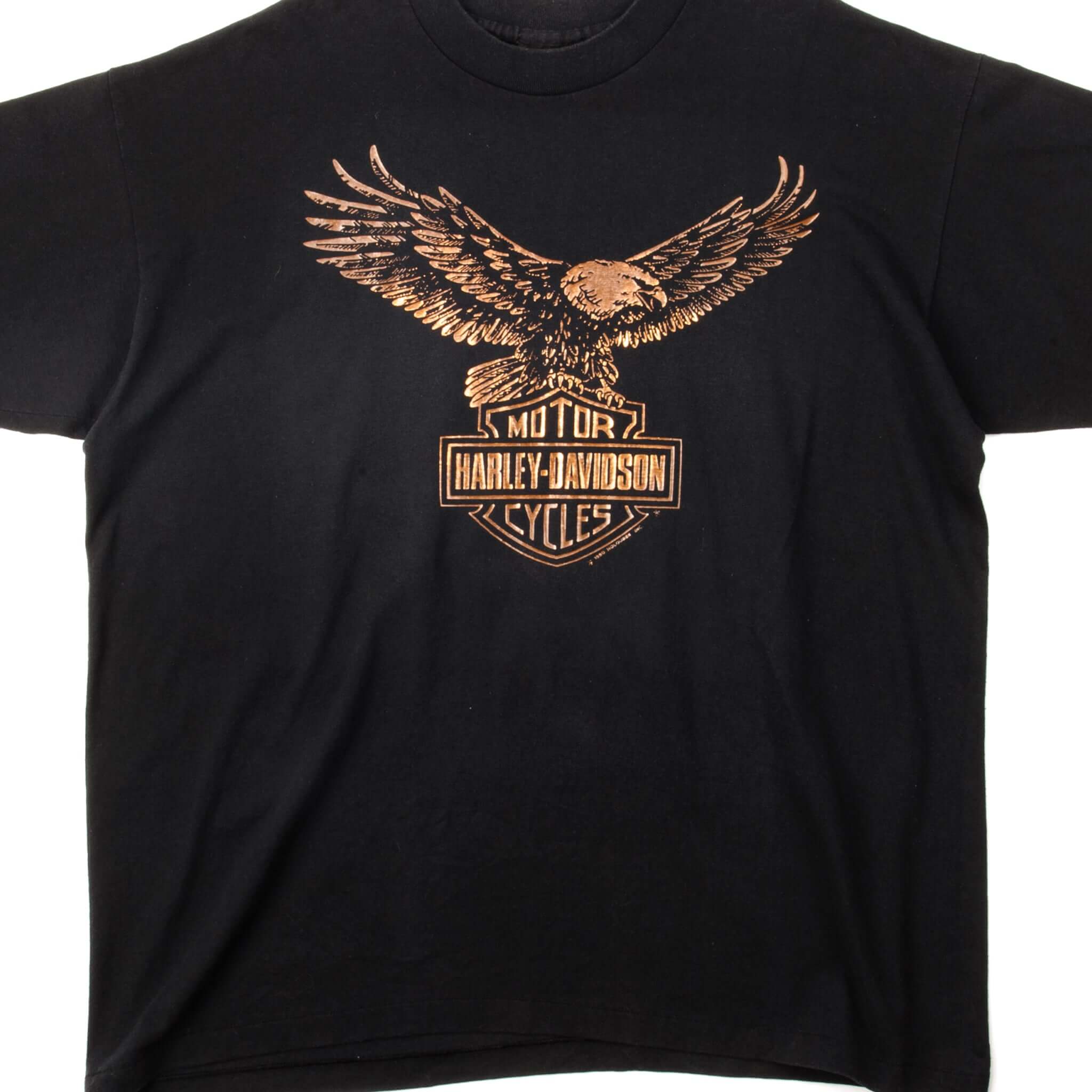 Vintage Harley Davidson 1990 Metallic Graphic T-Shirt - Size XL - Made in USA - Retro Biker Tee for Motorcycle Enthusiasts & Collectors