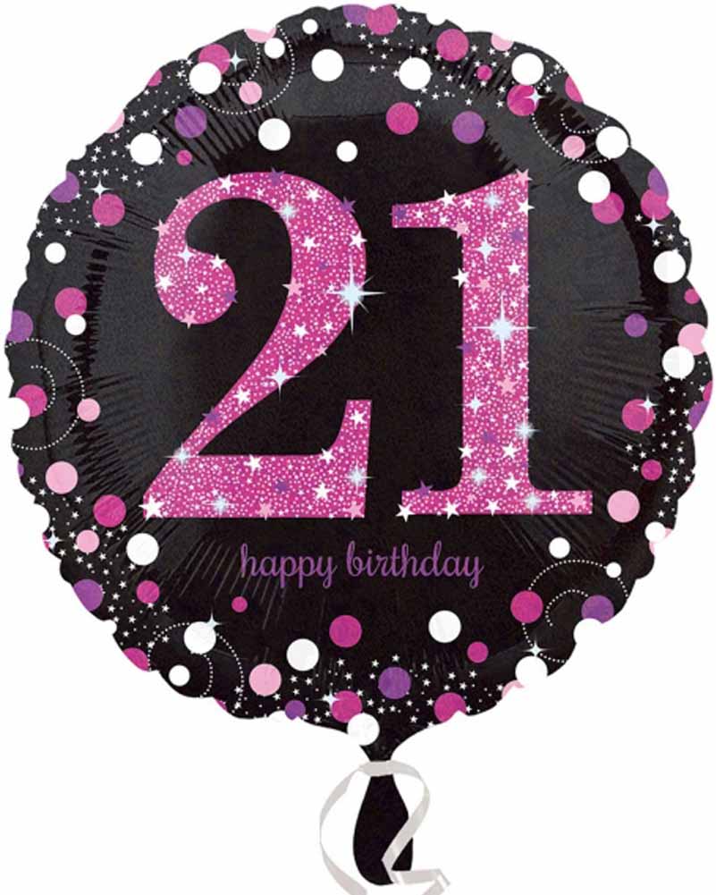 21st Pink Holographic Standard Foil Balloon - Birthday Party Decorations, Anniversary Celebration, Baby Shower, Wedding, Graduation & Special Events