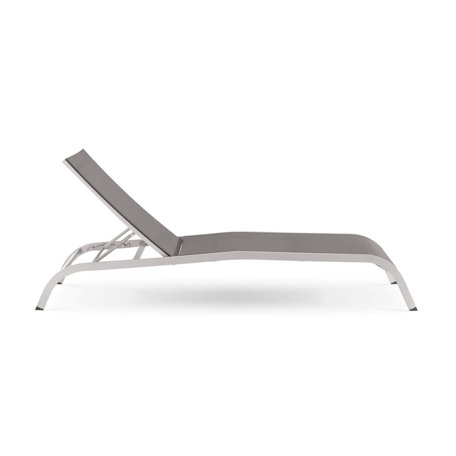 Modway Savannah Outdoor Patio Mesh Chaise Lounge Chair - Gray Weather-Resistant Poolside Sunbathing Chair for Backyard, Garden & Beach Relaxation