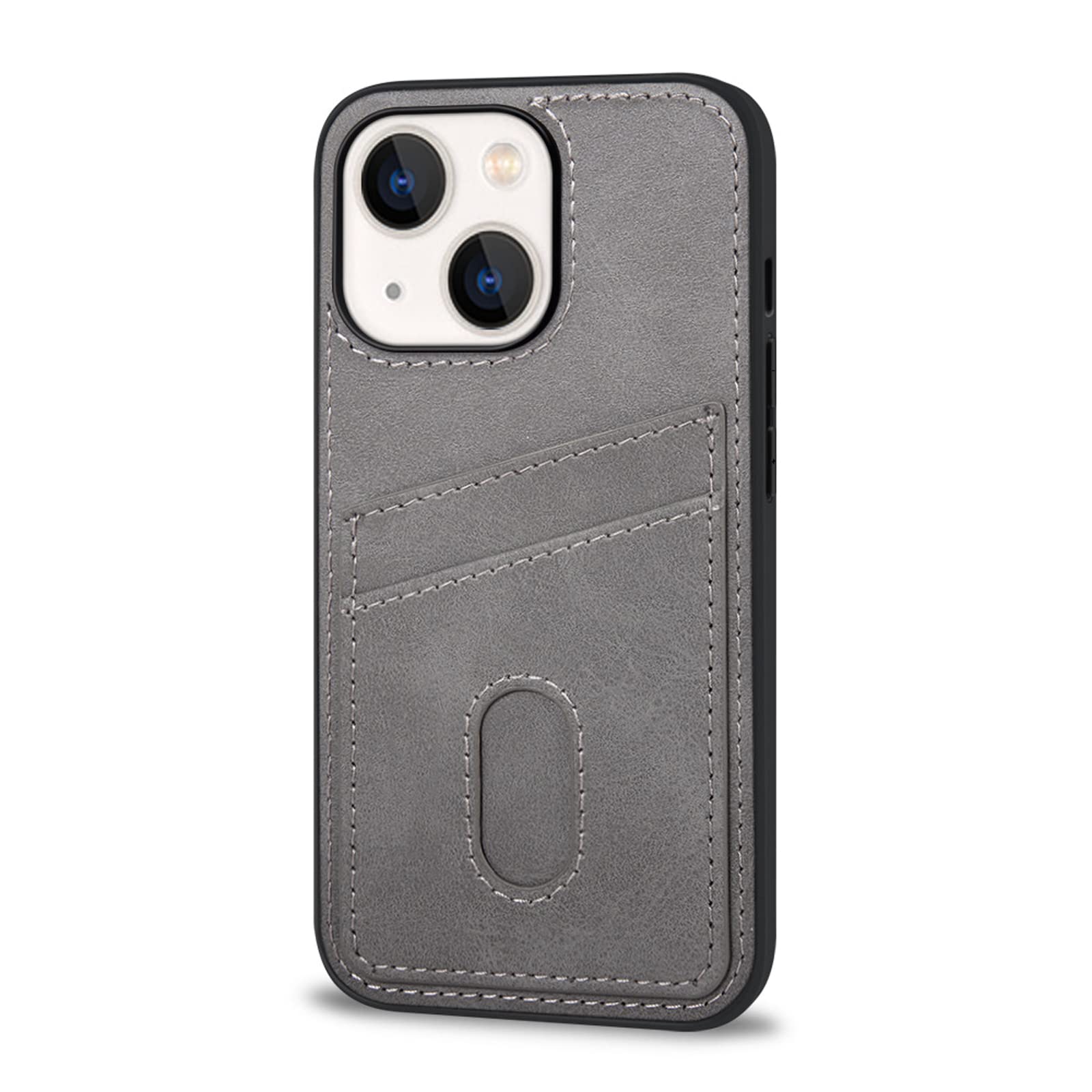 JabraOn Slim Fit Premium Leather Wallet Case for iPhone 14/14 Plus/14 Pro/14 Pro Max - Shockproof Protective Phone Cover with Card Holder (Grey) - Perfect for Everyday Use, Travel & Business Meetings