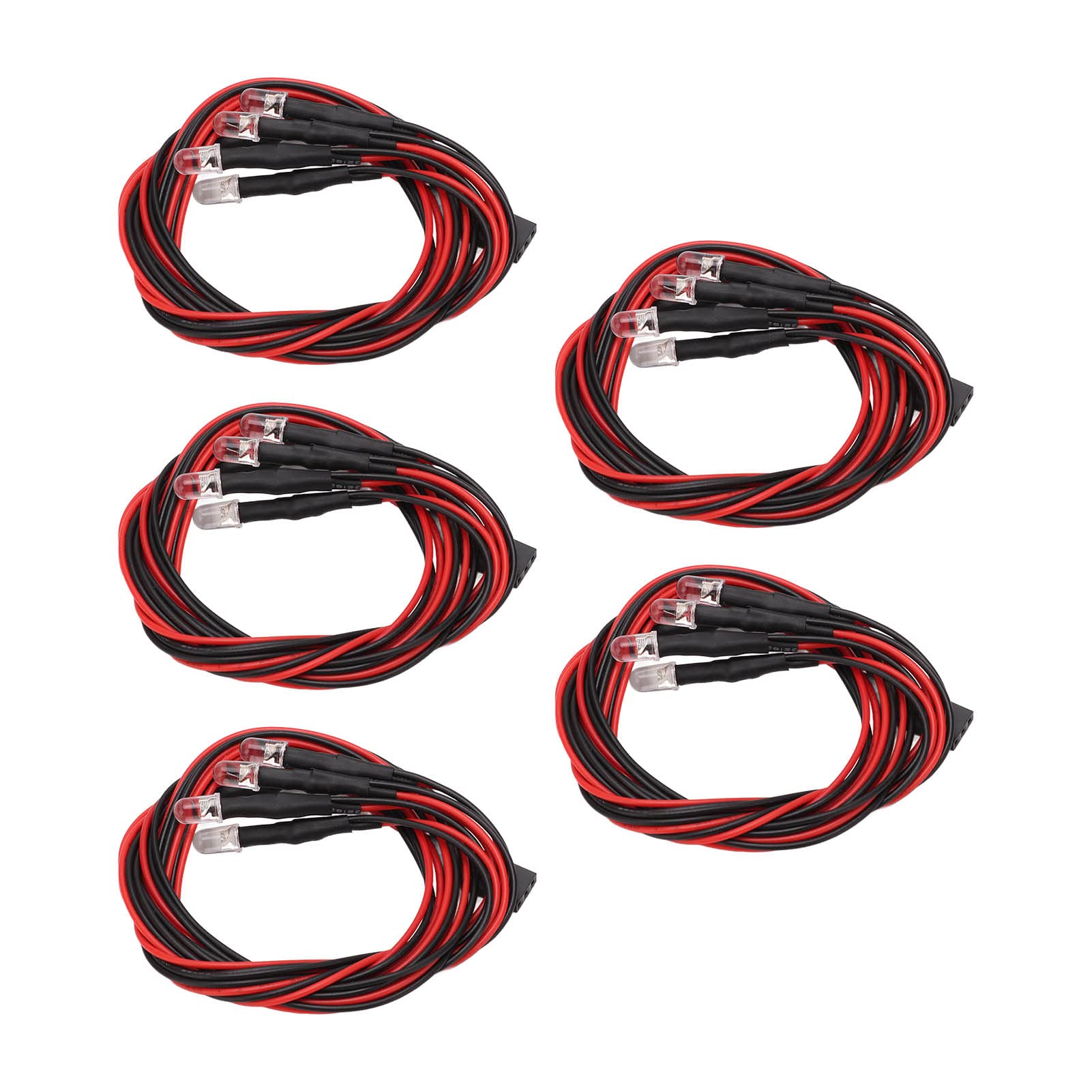 5 Sets 4 LED RC Car Light Parts - 5mm White & Red High Brightness LED Lights Kit for RC Modified Headlights - Perfect for Night Racing & Off-Road RC Vehicles