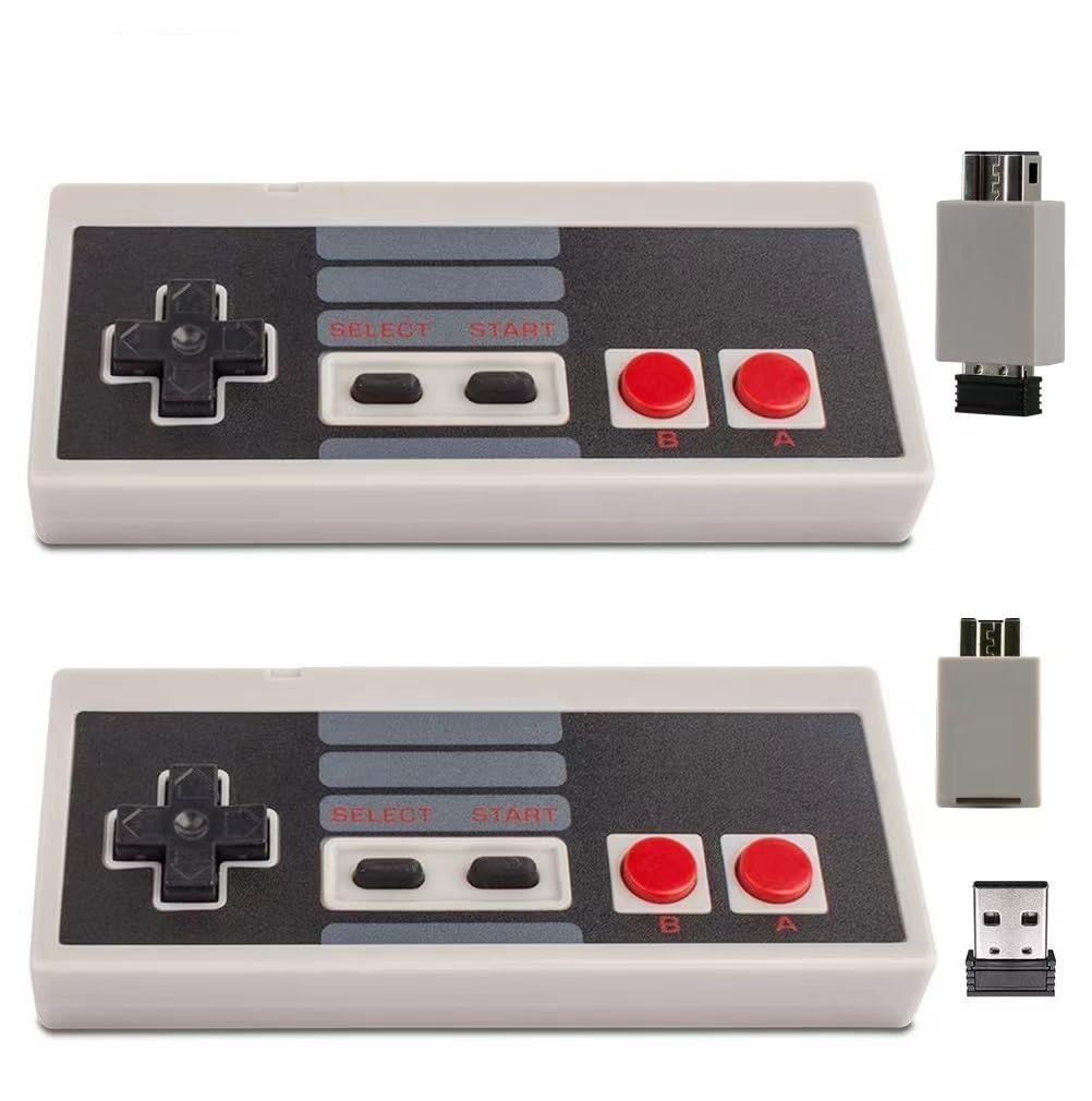 ZAMPAM Wireless NES Controller - USB Adapter for PC, Mac, Raspberry PI - 2 Pack for Retro Gaming
