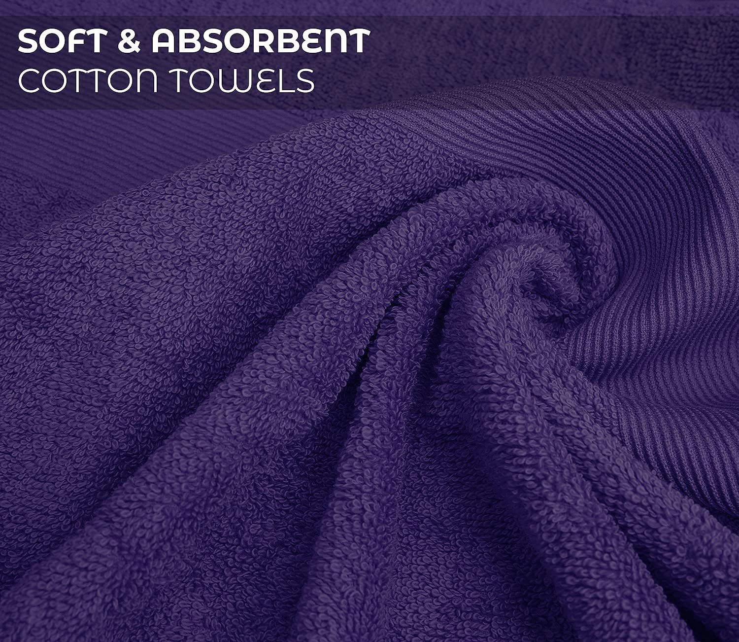 Softolle 100% Cotton Luxury Bath Towels Set of 4 - Super Soft & Highly Absorbent 27x54 Inch Bathroom Towels - Eco-Friendly, Quick-Drying for Spa, Gym, Pool & Beach Use (Purple)