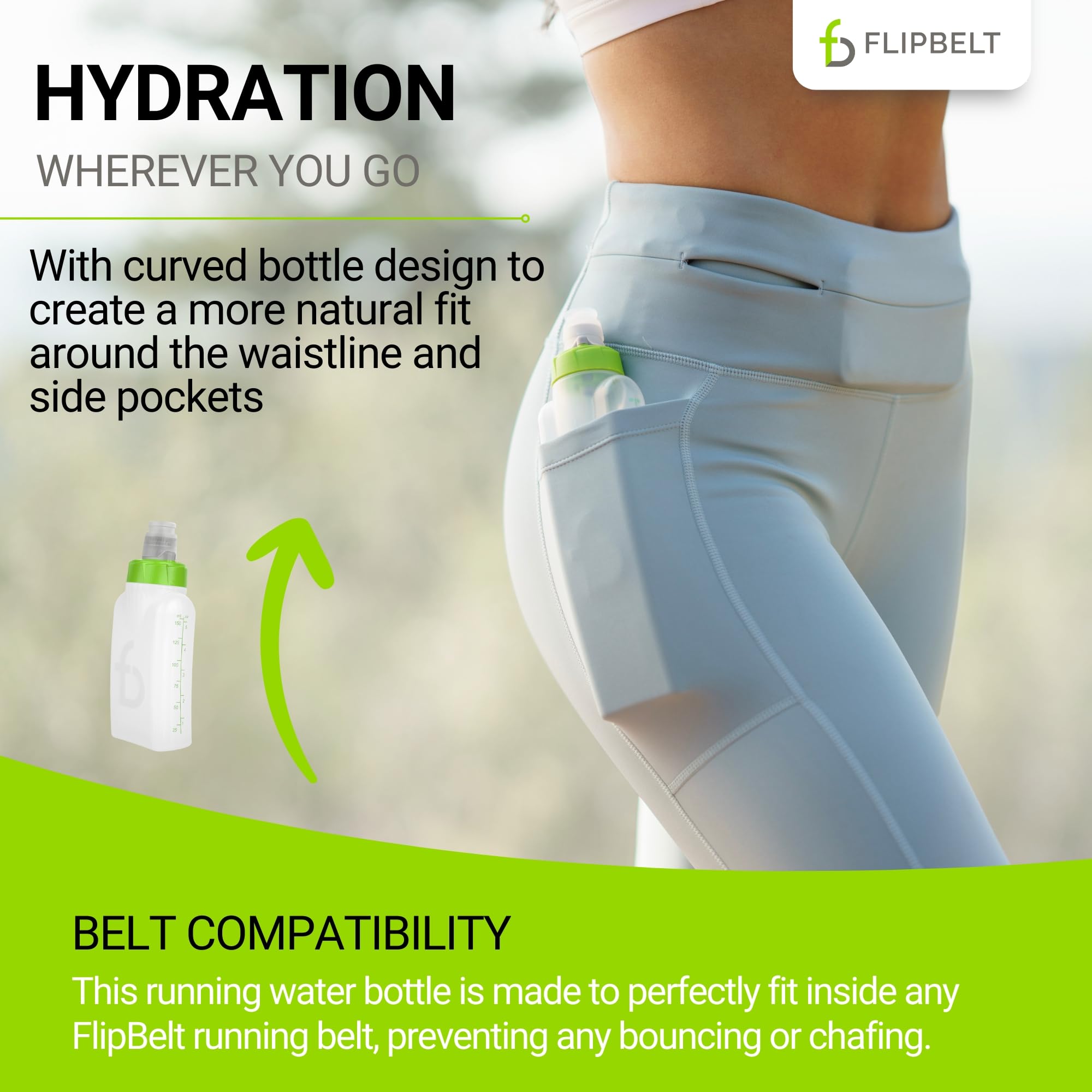 FlipBelt Running Water Bottle - Lightweight & Portable Hydration Belt for Jogging, Hiking, Gym Workouts - Hands-Free Fitness Accessory for Active Lifestyles