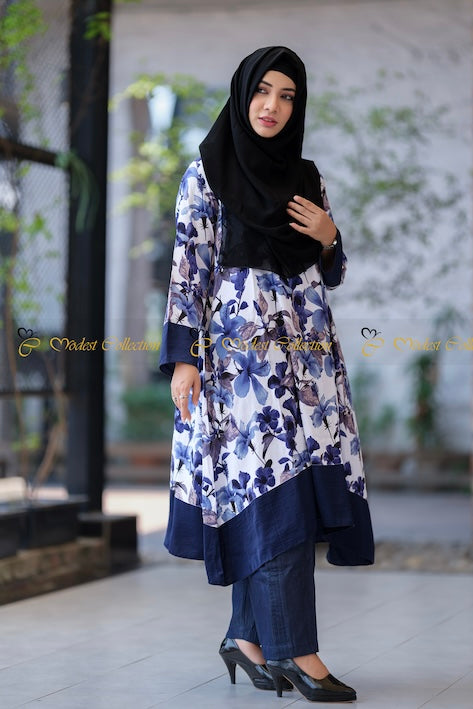 Women's Linen Floral Modest Top - Breathable Summer Blouse for Casual Wear, Beach Outings & Boho Style