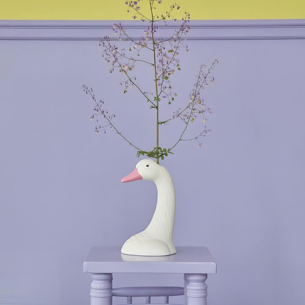 Elegant Coquette Aesthetic Goose-Shaped Ceramic Vase for Home Decor - Perfect for Living Room, Bedroom & Wedding Centerpieces