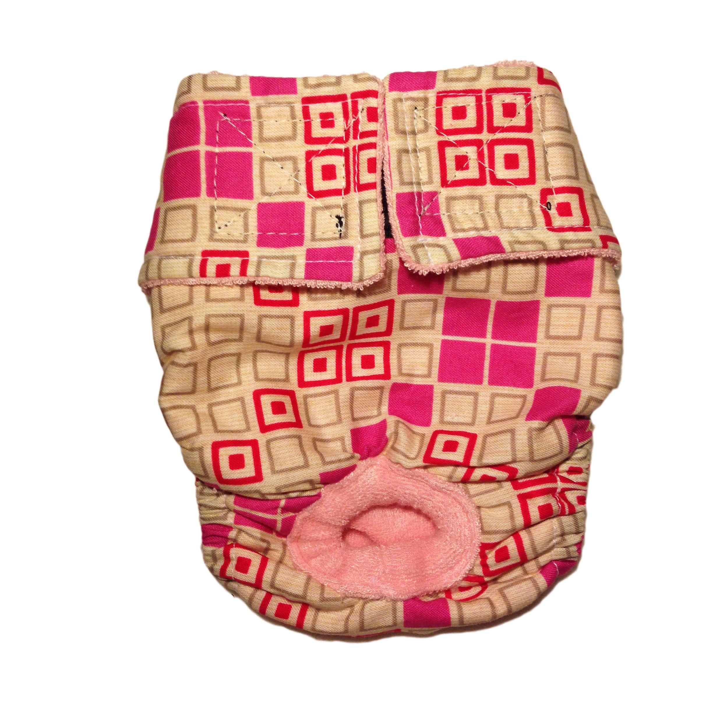 Premium Waterproof Cat Diapers for Incontinence, Spraying & Piddling - Made in USA - Soft Pink Square Windows Design - Perfect for Elderly, Post-Surgery & Special Needs Cats at Home or Travel