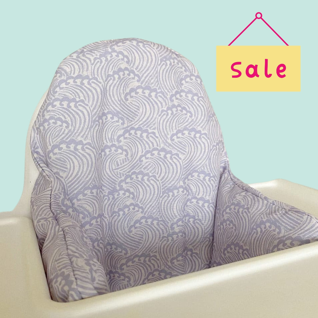IKEA Highchair Cushion Cover - Blue Ocean Waves Print Waterproof Replacement for Baby Feeding Chair - Perfect for Nursery, Kitchen & Dining Room