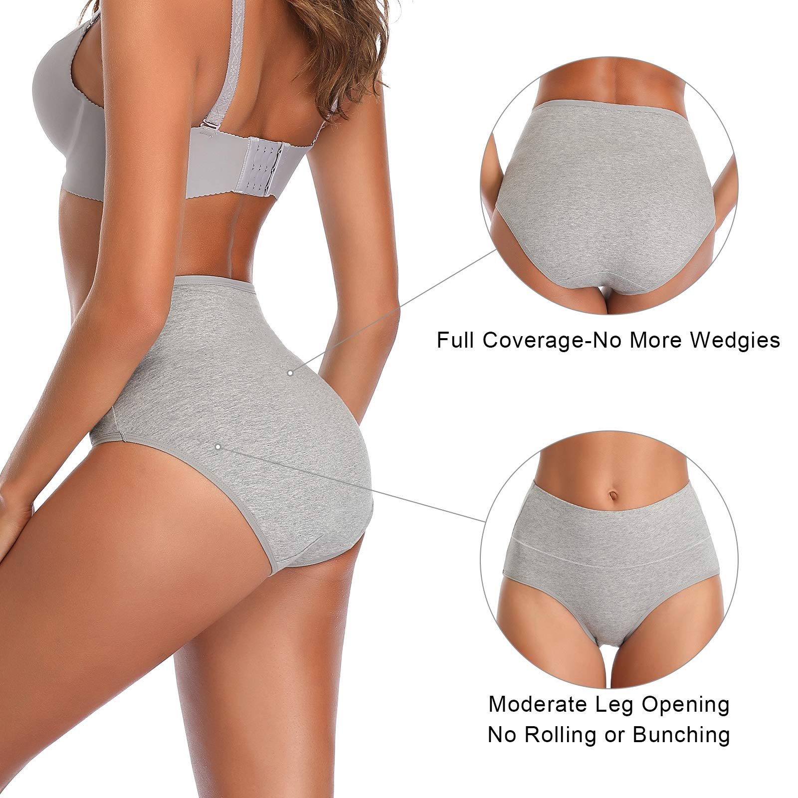 Women's Cotton Mid Waist Underwear - No Muffin Top Full Coverage Briefs Panties Lingerie Multipack | Comfortable Everyday Wear for Work, Yoga & Sleep