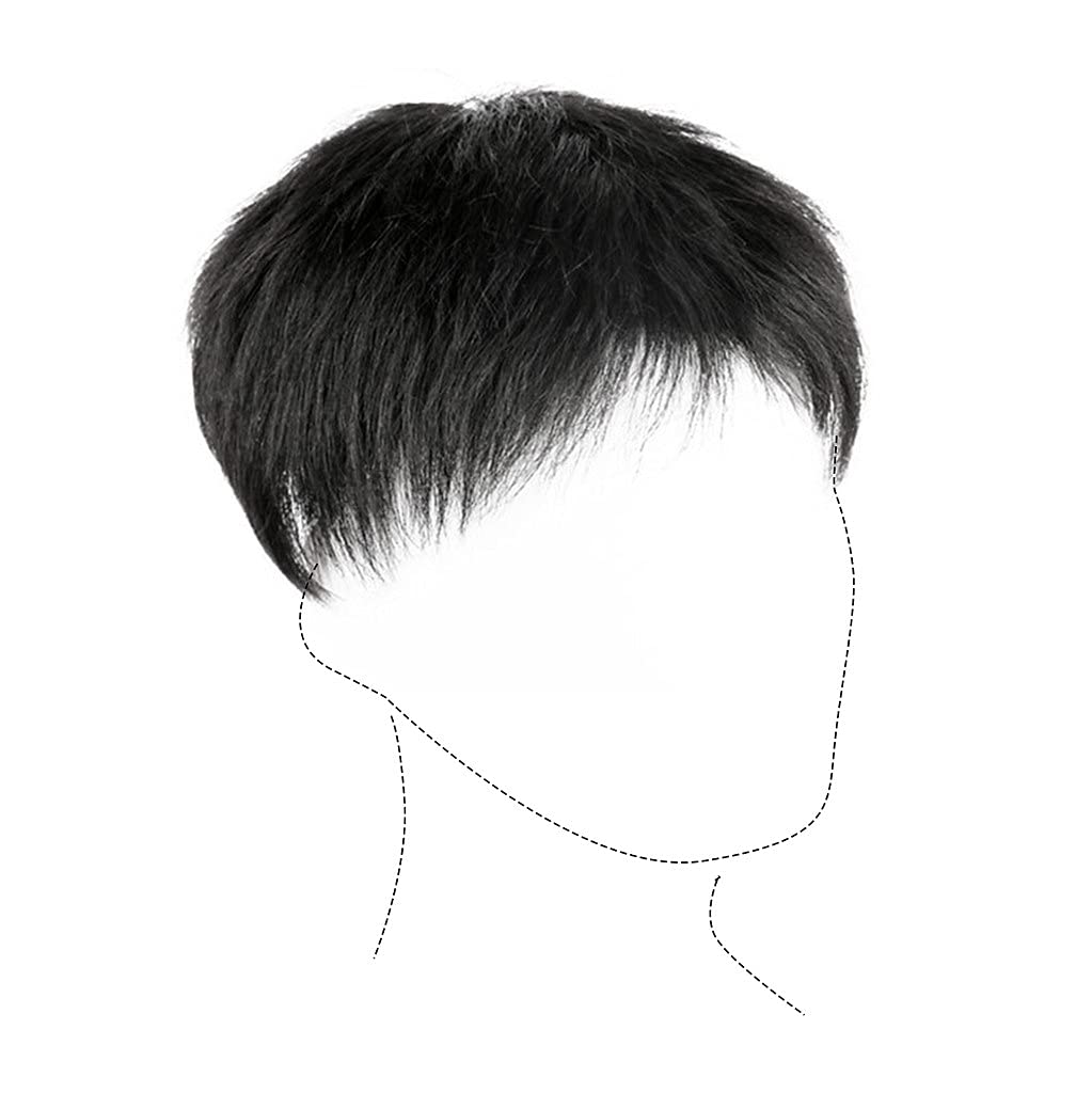 Natural Black Real Human Hair Toppers for Men - Short Clip-in Hairpiece Extensions (13x14cm) for Covering White Hair & Hair Loss - Perfect for Daily Wear, Work & Special Occasions