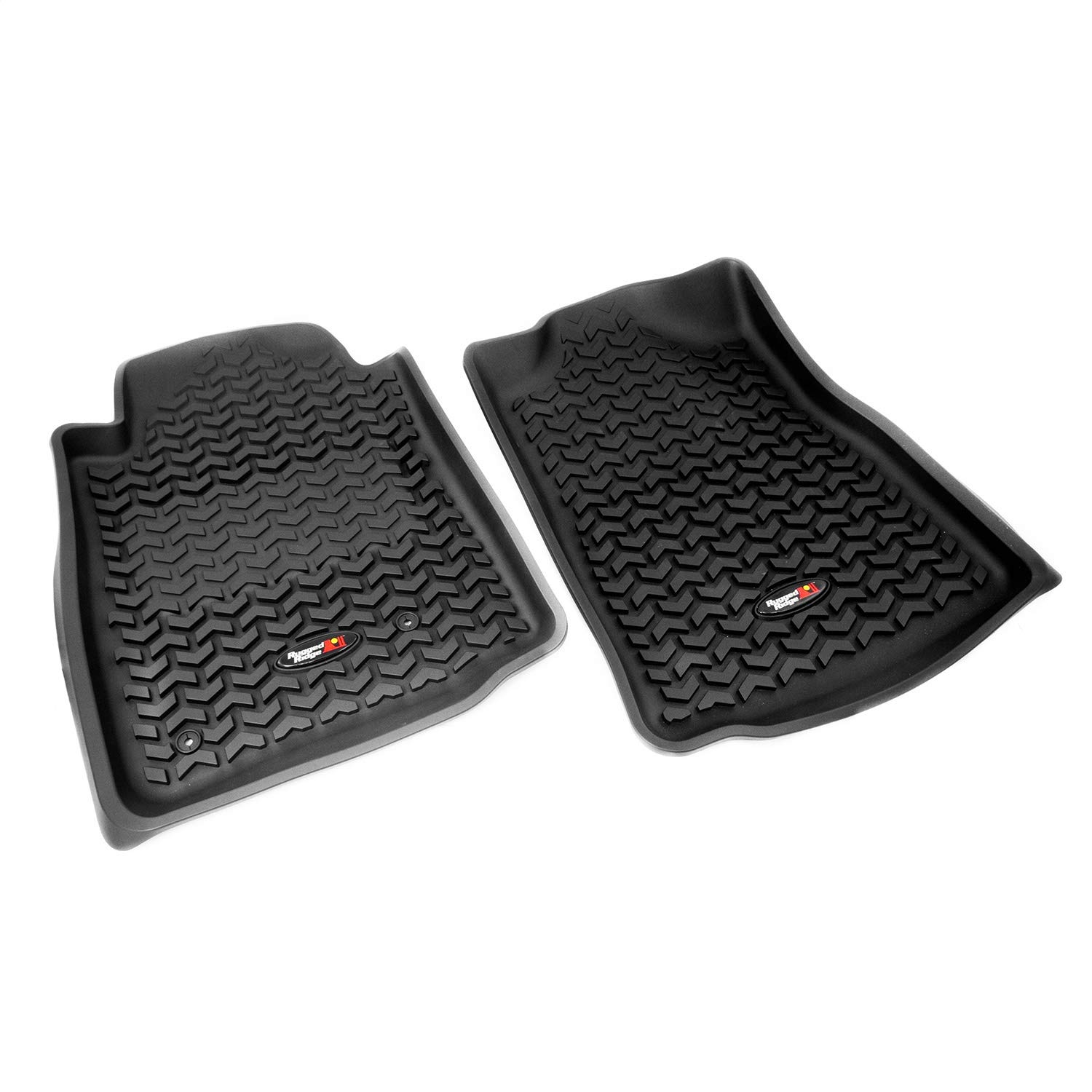Rugged Ridge All-Terrain Black Front Floor Liners for 2005-2011 Toyota Tacoma (Regular/Access/Double Cab) - Heavy Duty Car Mats, Perfect for Off-Roading & Work Trucks | Model 82904.10