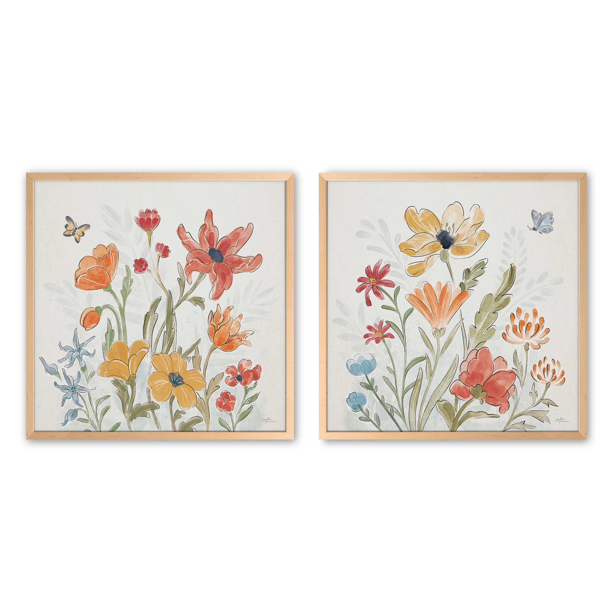Garden Harmony Set of 2 Wall Art Prints - Nature Inspired Decor for Living Room, Bedroom & Office