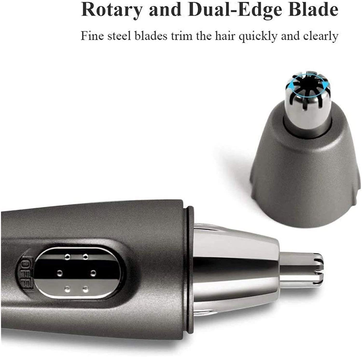 Painless Ear & Nose Hair Trimmer for Men & Women - Battery Powered Waterproof Eyebrow & Body Groomer - Perfect for Travel, Home & Personal Grooming