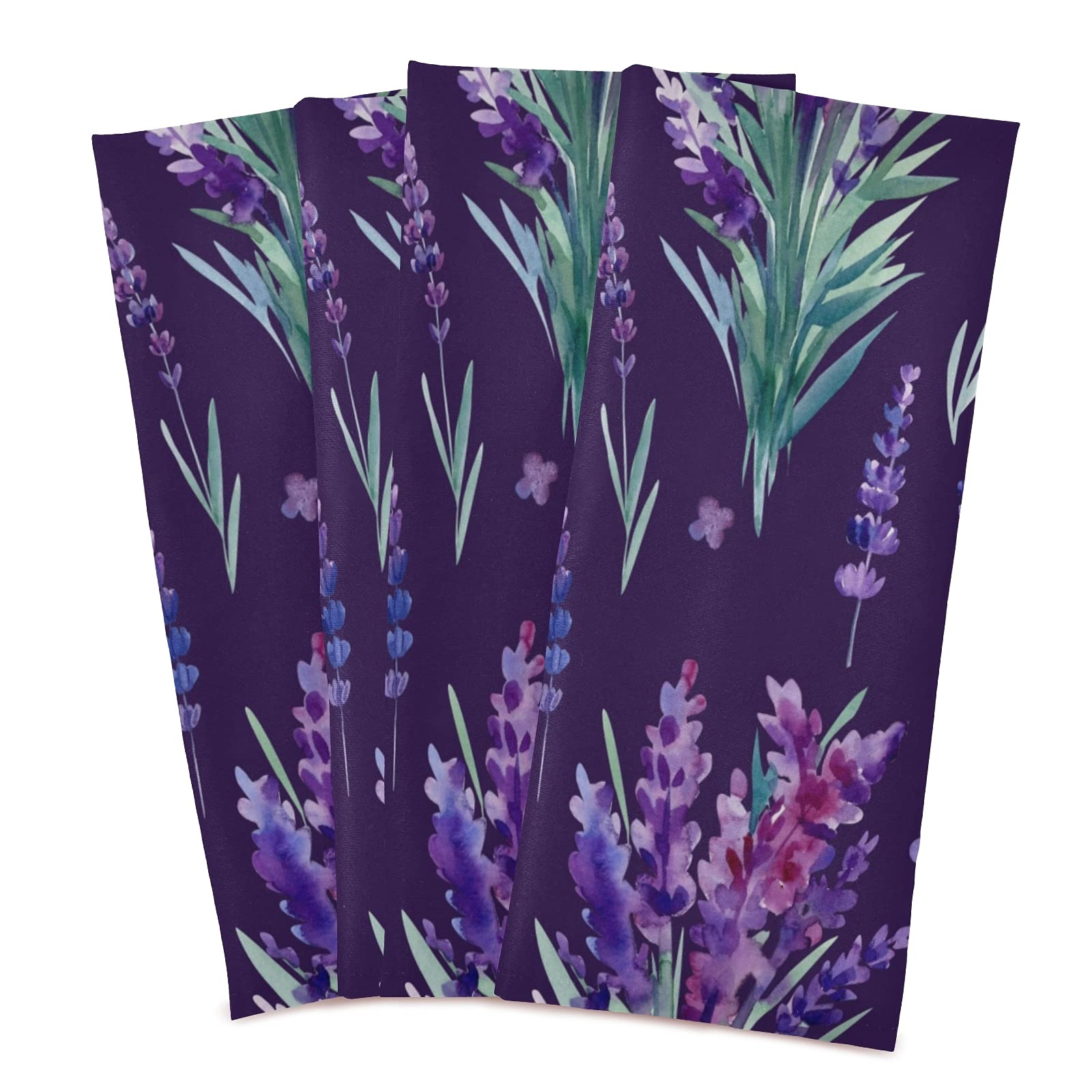ALAZA Lavender Flowers Purple Floral Kitchen Towels Set of 4 | 18x28 Inch Dish Cloths, Tea Towels & Kitchen Rags | Absorbent & Decorative | Perfect for Washing Dishes, Drying Hands & Kitchen Decor