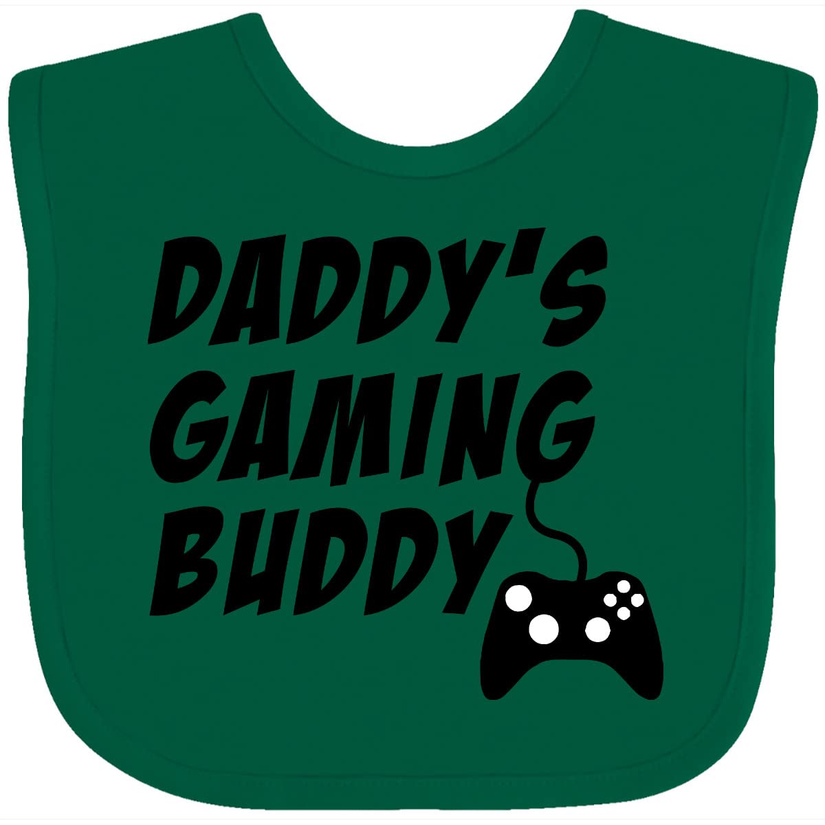 Inktastic Daddy's Gaming Buddy with Controller Baby Bib - Cute Gamer Dad & Baby Matching Outfit for Father's Day, Gaming Parties & Family Photos